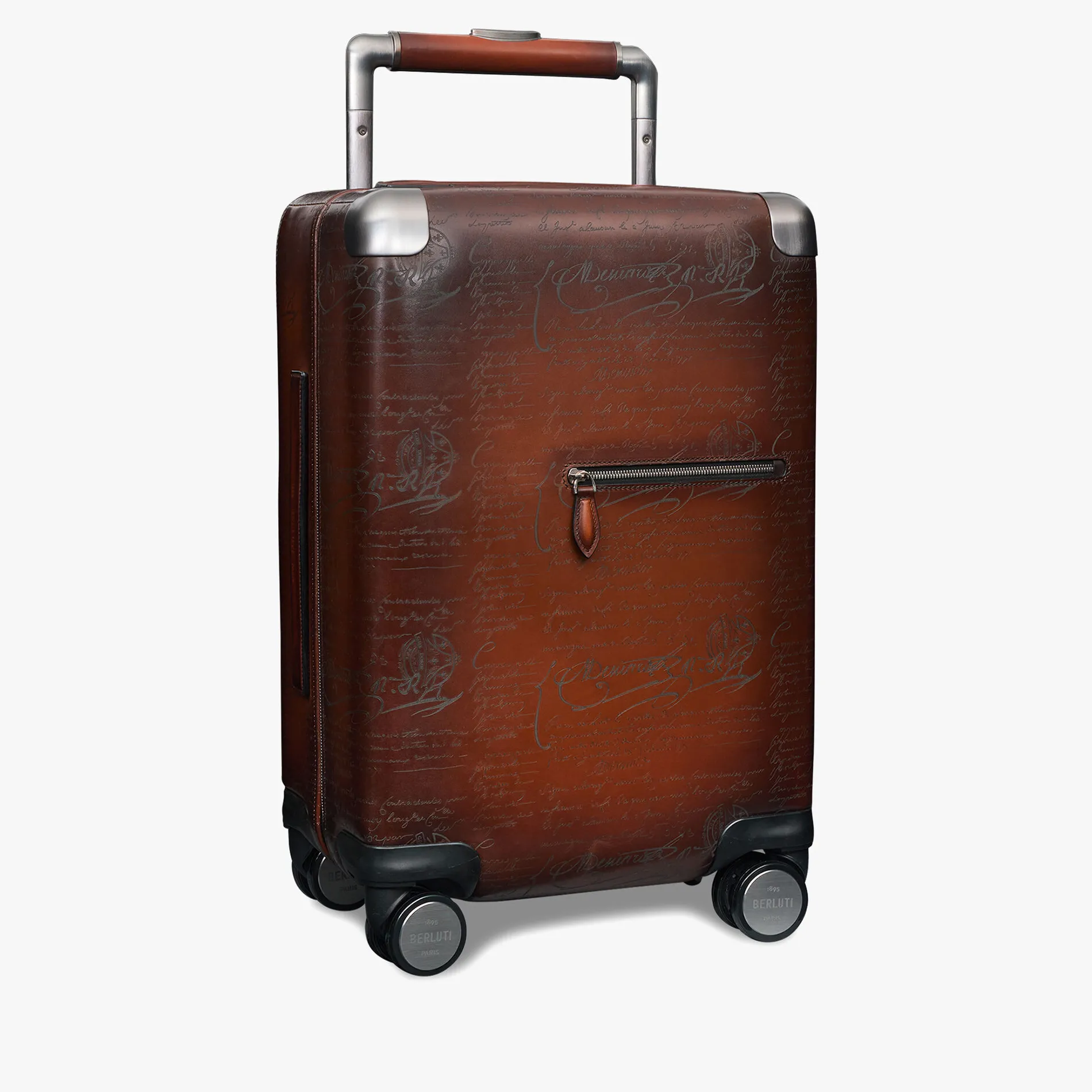 Berluti Bagage Roulant Formula1005 En Cuir Scritto | Sacs De Voyage