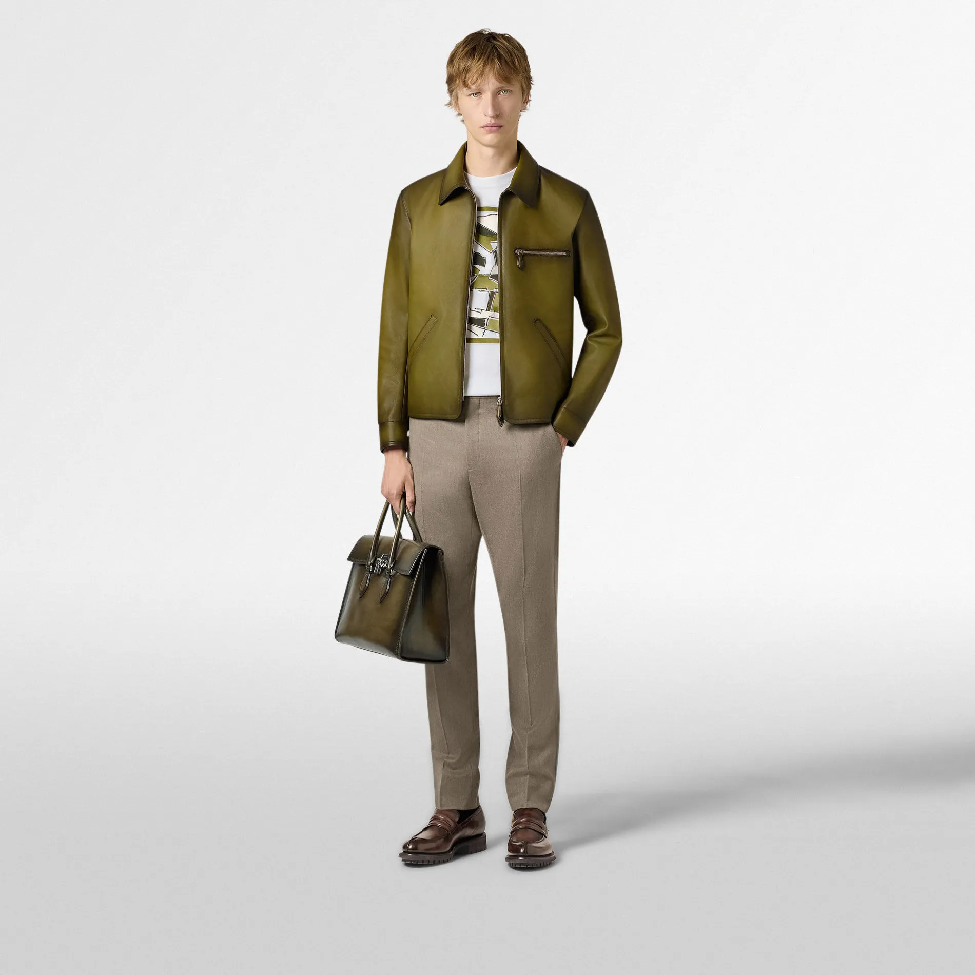 Berluti Blouson 1 Jour en Cuir Patin&eacute; | Cuir