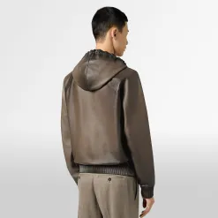 Berluti Blouson &agrave; Capuche 1 Jour en Cuir Patin&eacute; | Cuir