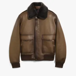 Berluti Blouson Aviateur en Cuir Patin&eacute; | Cuir