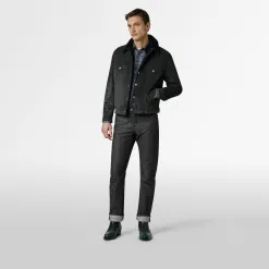 Berluti Blouson Emboss&eacute; en Cuir avec Int&eacute;rieur Shearling | Cuir