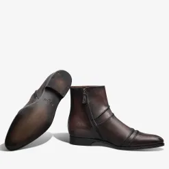Berluti Bottine Rapi&eacute;c&eacute;-Repris&eacute; en cuir Scritto | Bottines
