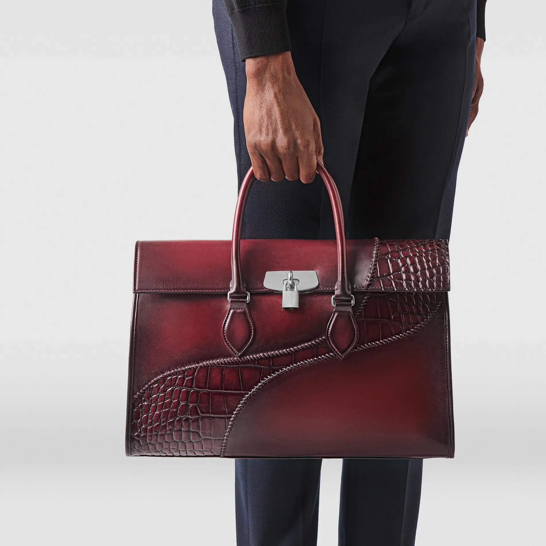 Berluti Cartable E&rsquo;mio en cuir de veau et d'alligator | Cartables