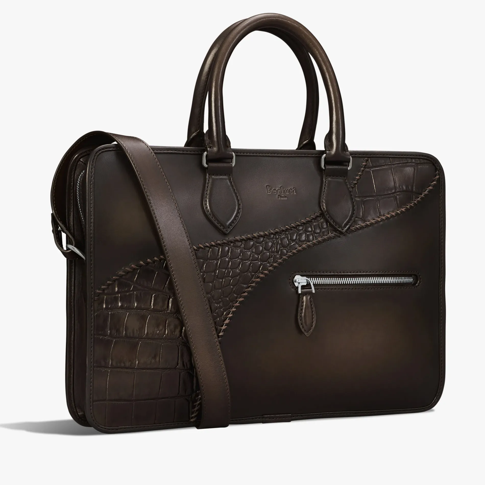 Berluti Cartable Un Jour Mini en cuir de veau et d'alligator | Cartables