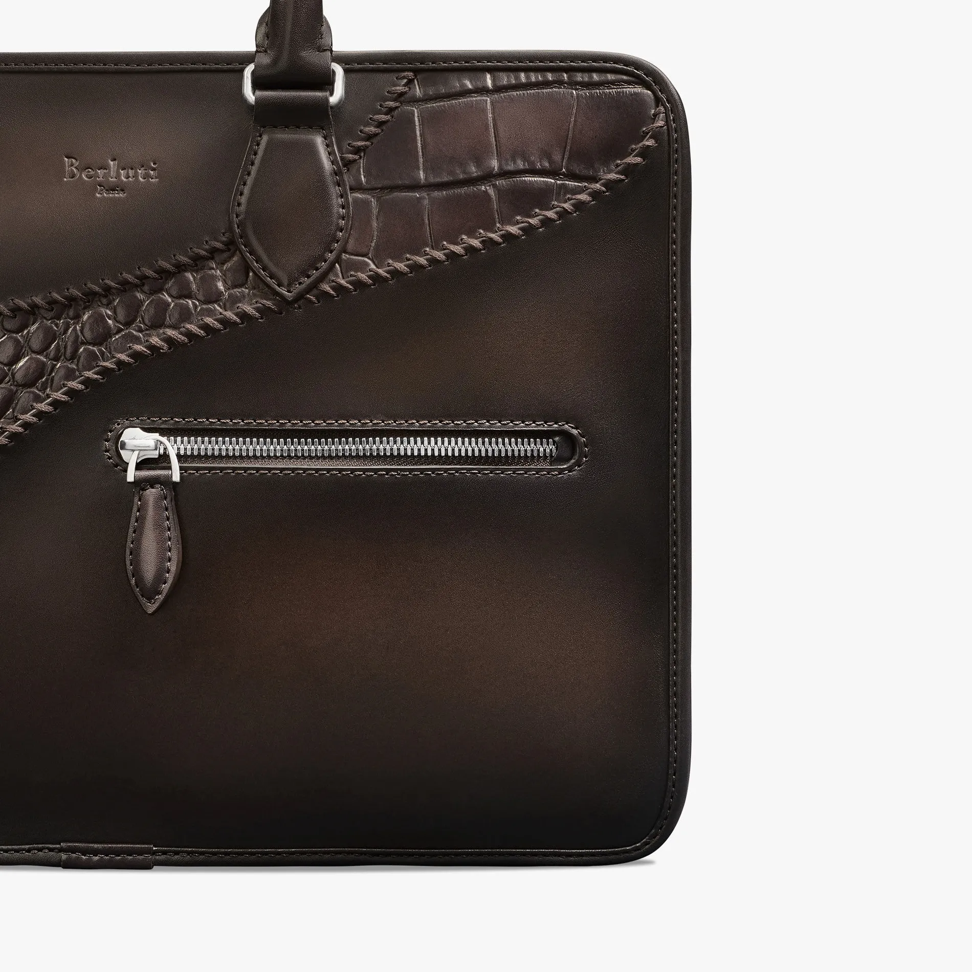 Berluti Cartable Un Jour Mini en cuir de veau et d'alligator | Cartables