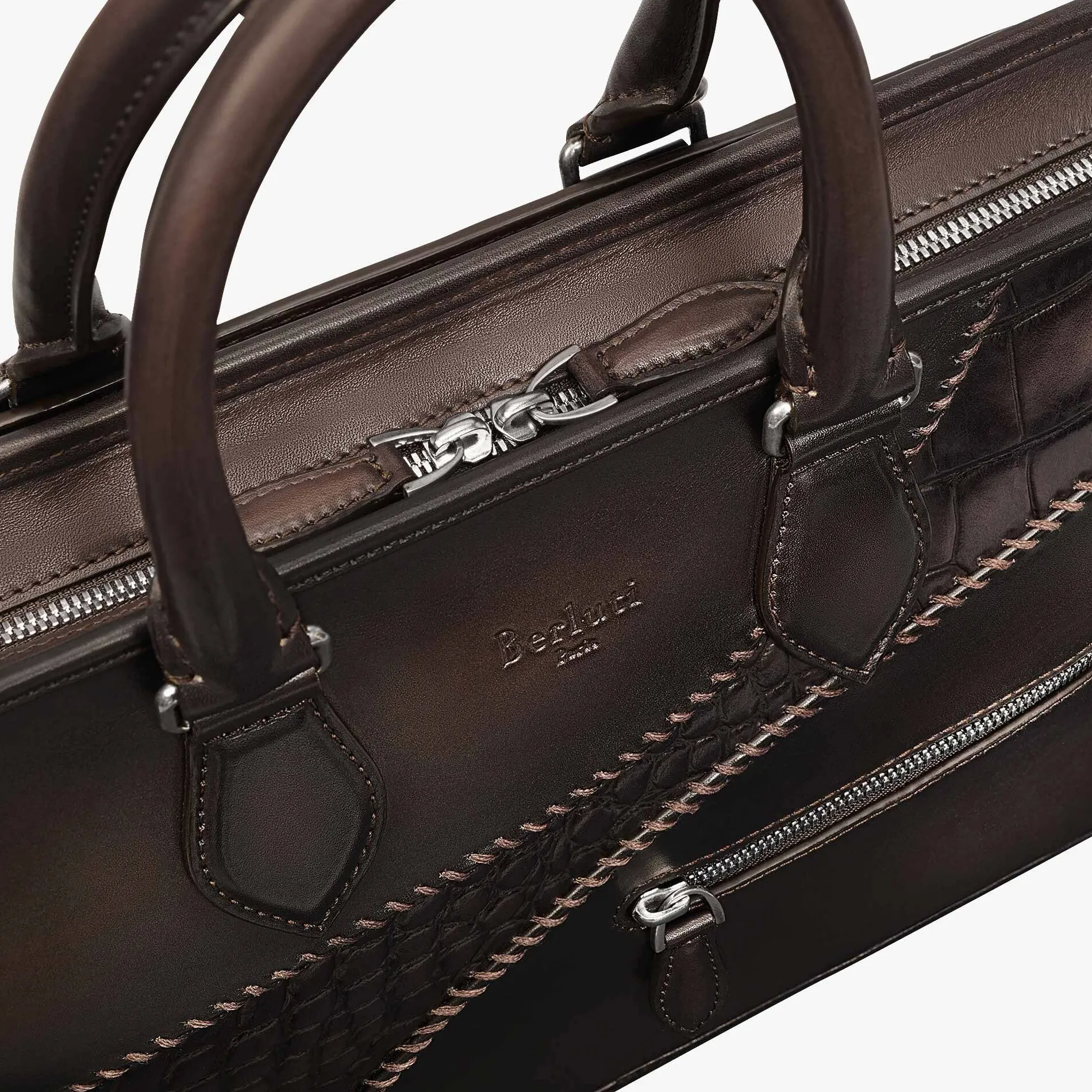 Berluti Cartable Un Jour Mini en cuir de veau et d'alligator | Cartables