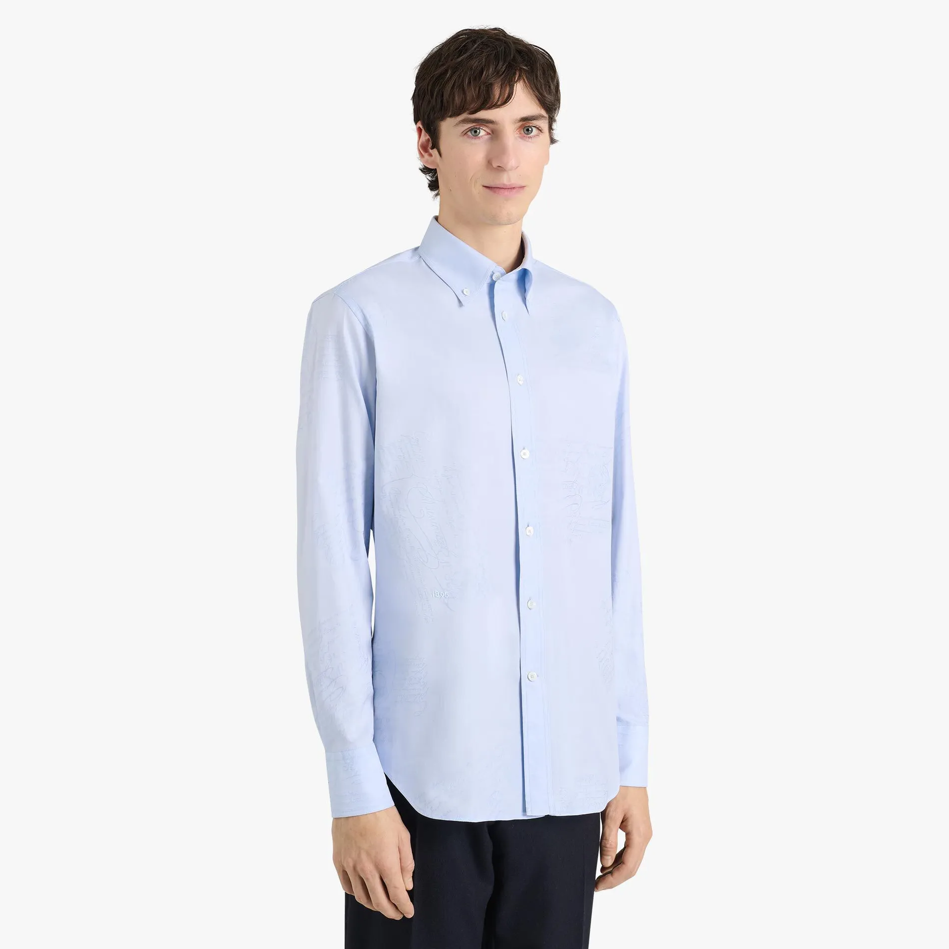 Berluti Chemise &Agrave; Col Boutonn&eacute; En Coton Scritto | Chemises