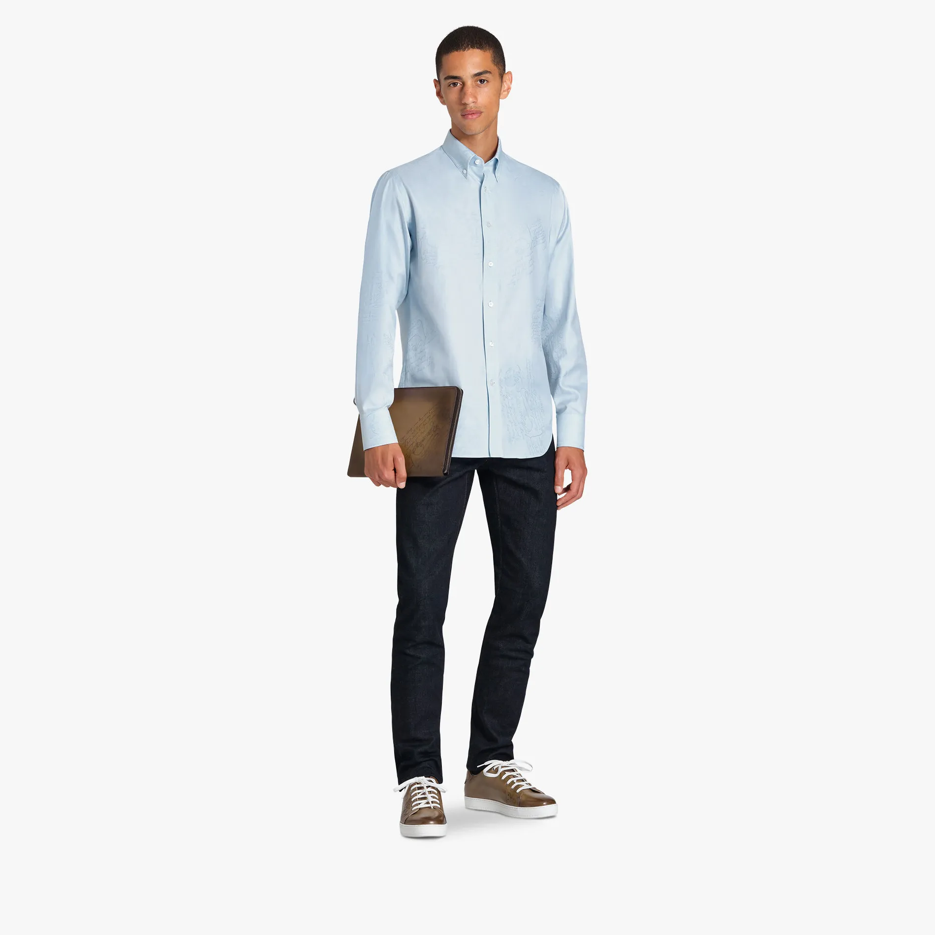Berluti Chemise Alessandro &Agrave; Col Boutonn&eacute; En Coton Scritto | Chemises