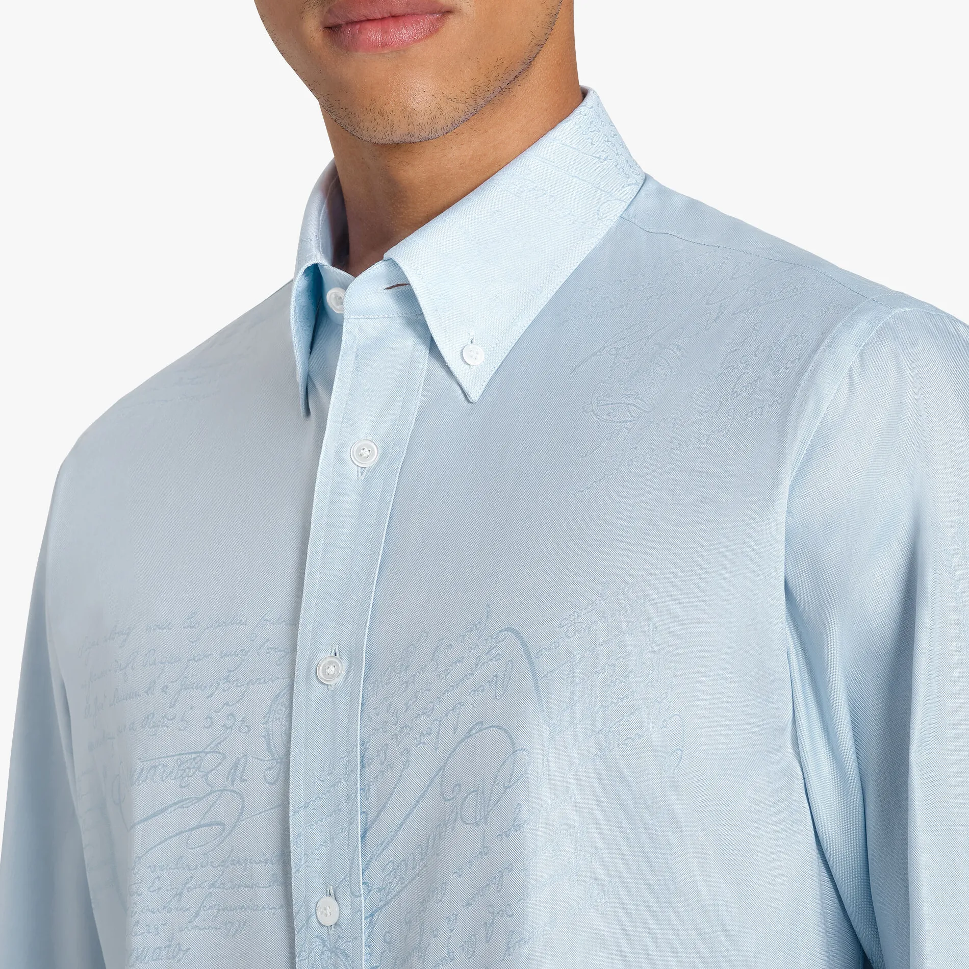 Berluti Chemise Alessandro &Agrave; Col Boutonn&eacute; En Coton Scritto | Chemises