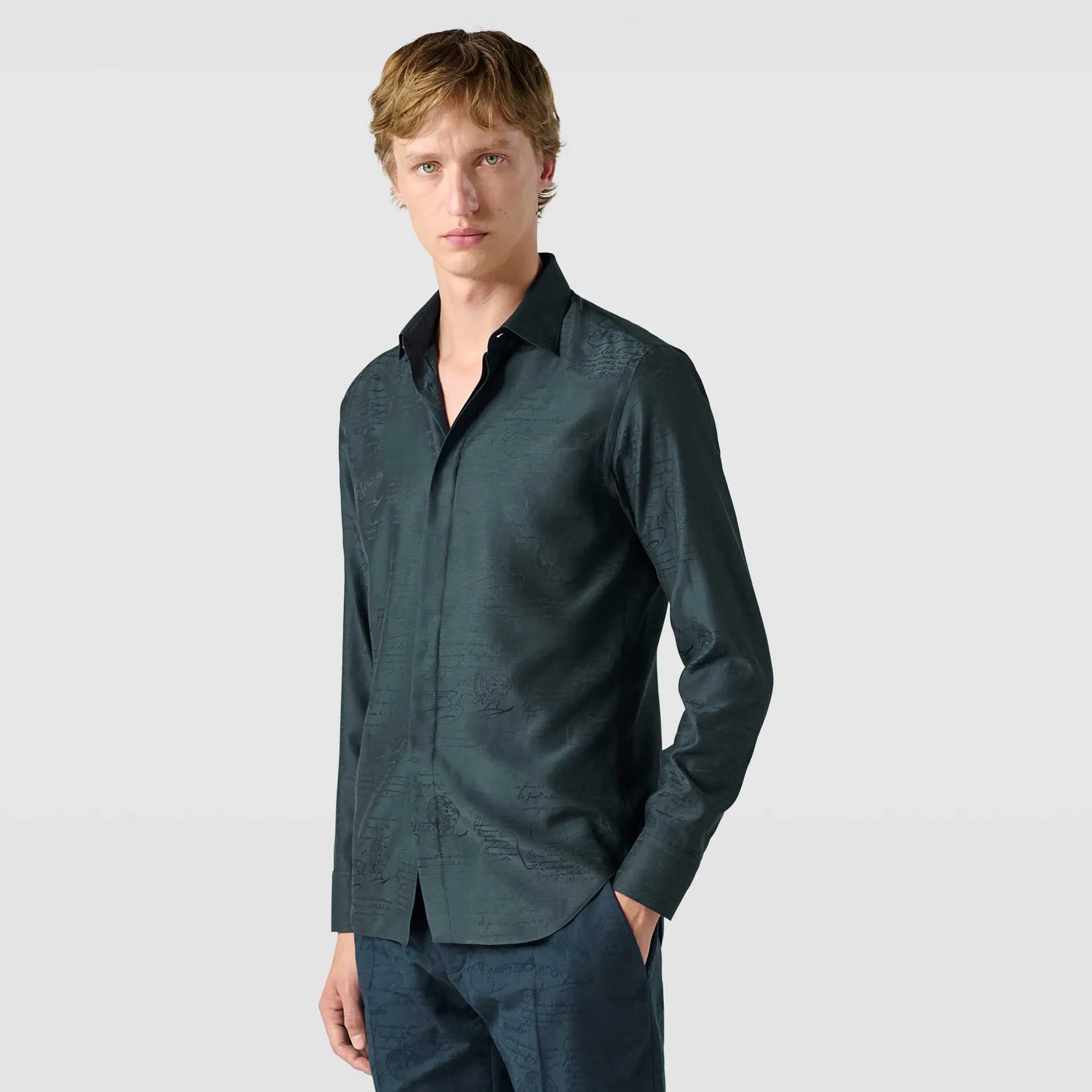 Berluti Chemise Andy En Coton Et Soie Scritto | Chemises