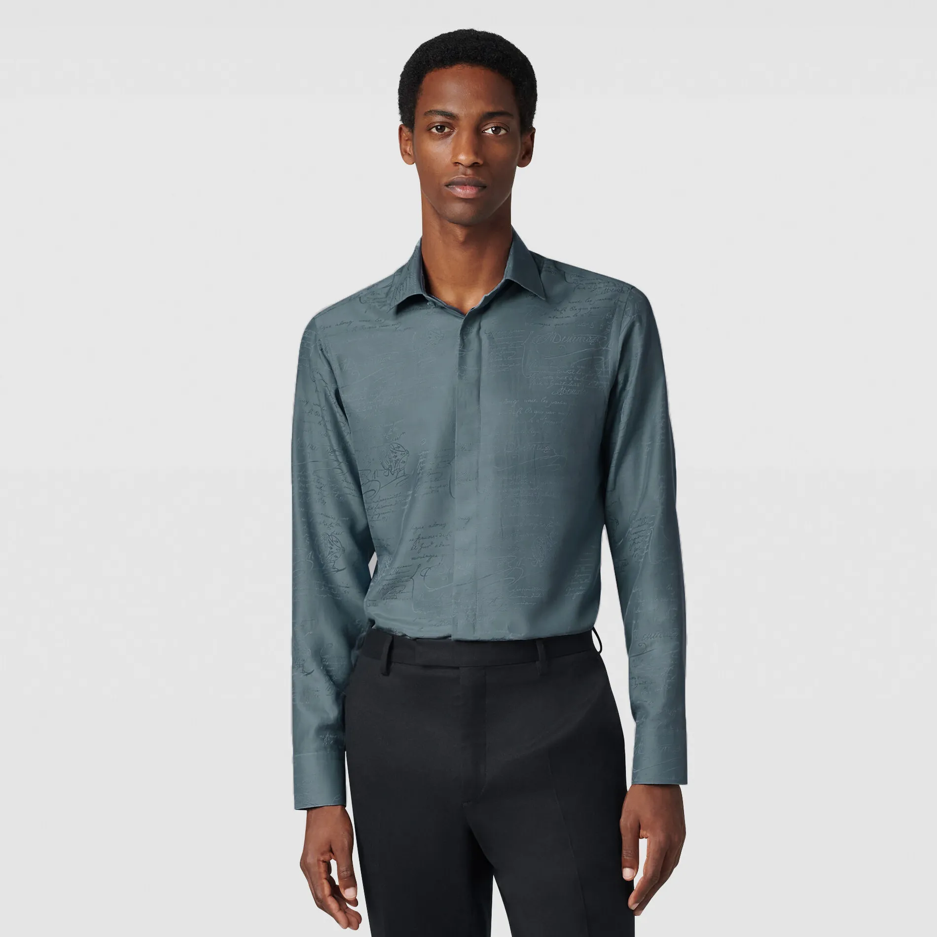 Berluti Chemise Andy en Coton et Soie Scritto | Chemises