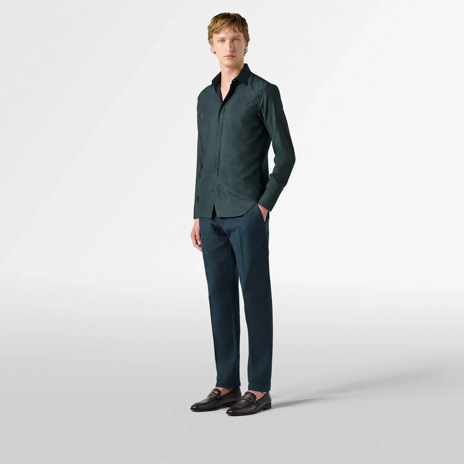 Berluti Chemise Andy En Coton Et Soie Scritto | Chemises