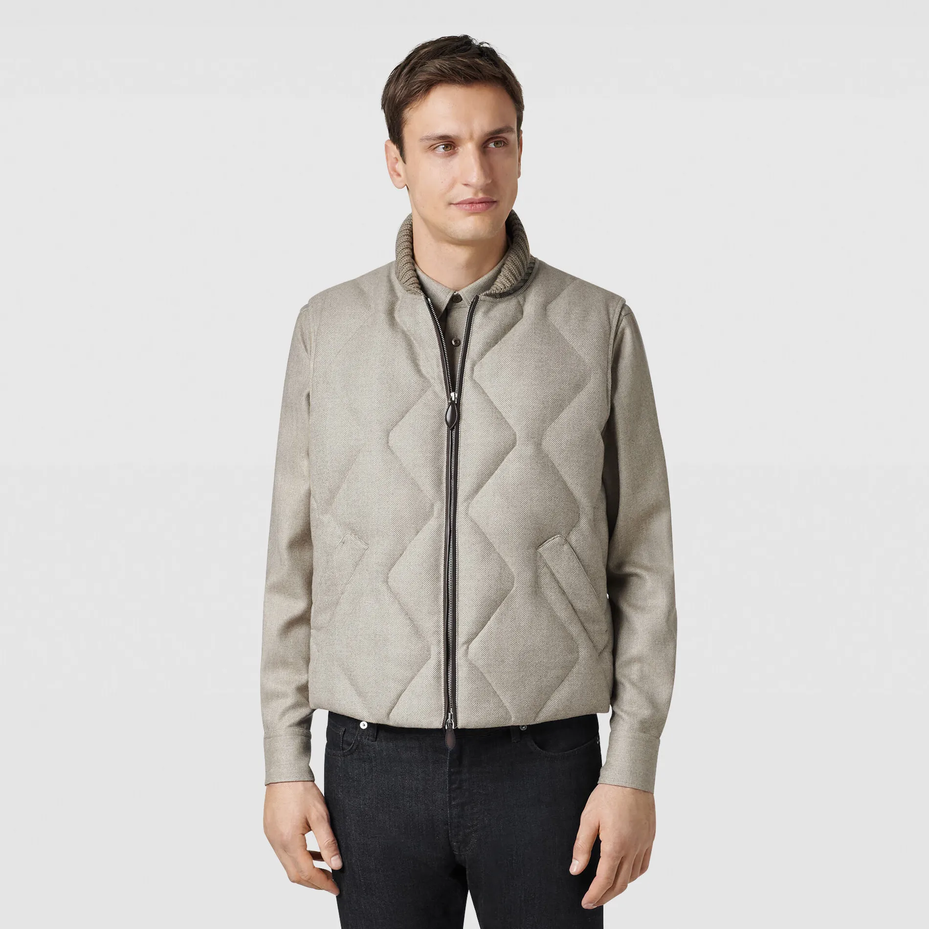 Berluti Doudoune Sans Manches en Laine &agrave; Chevrons | Manteaux & Blousons