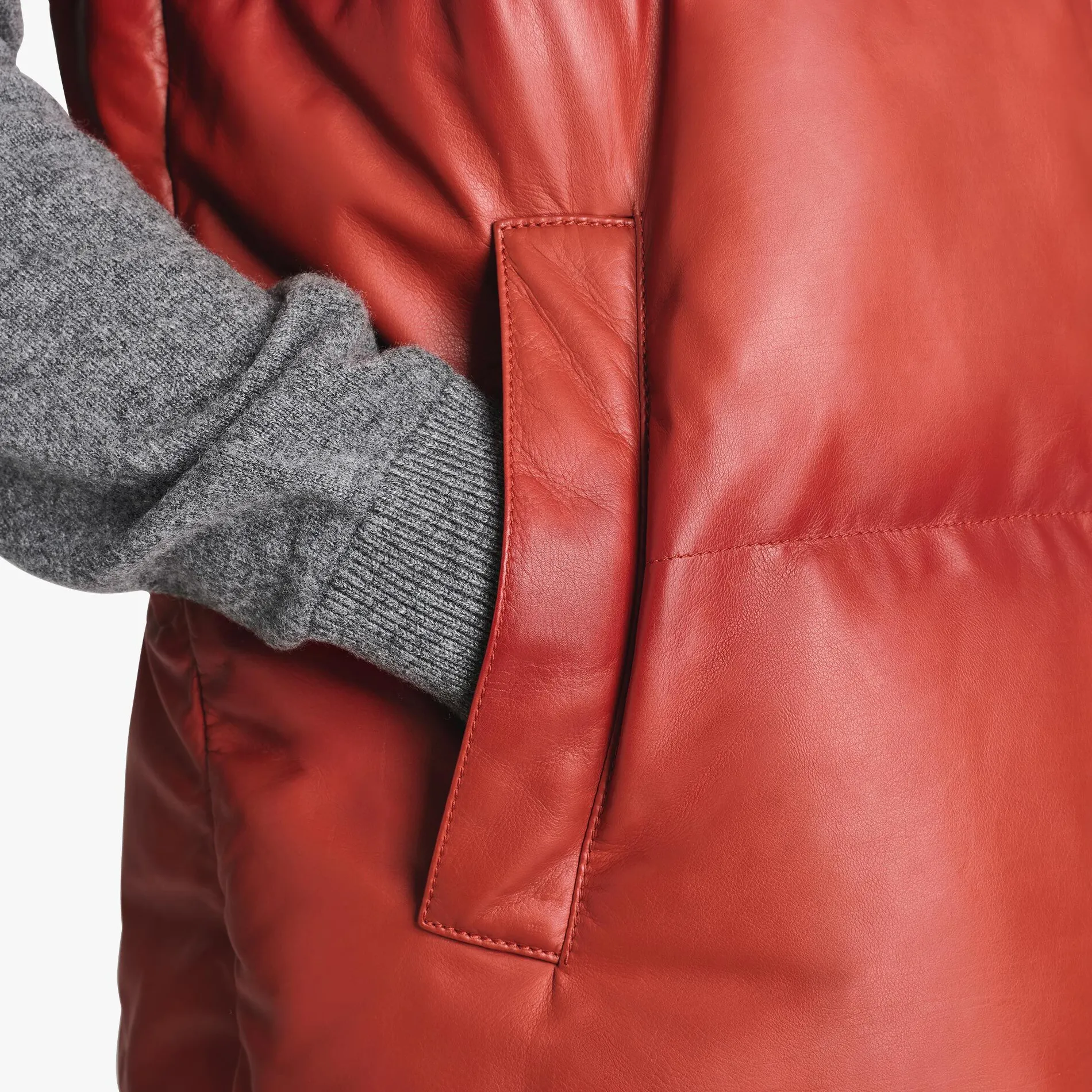 Berluti Doudoune Sans Manches En Cuir Patin&eacute; | Cuir