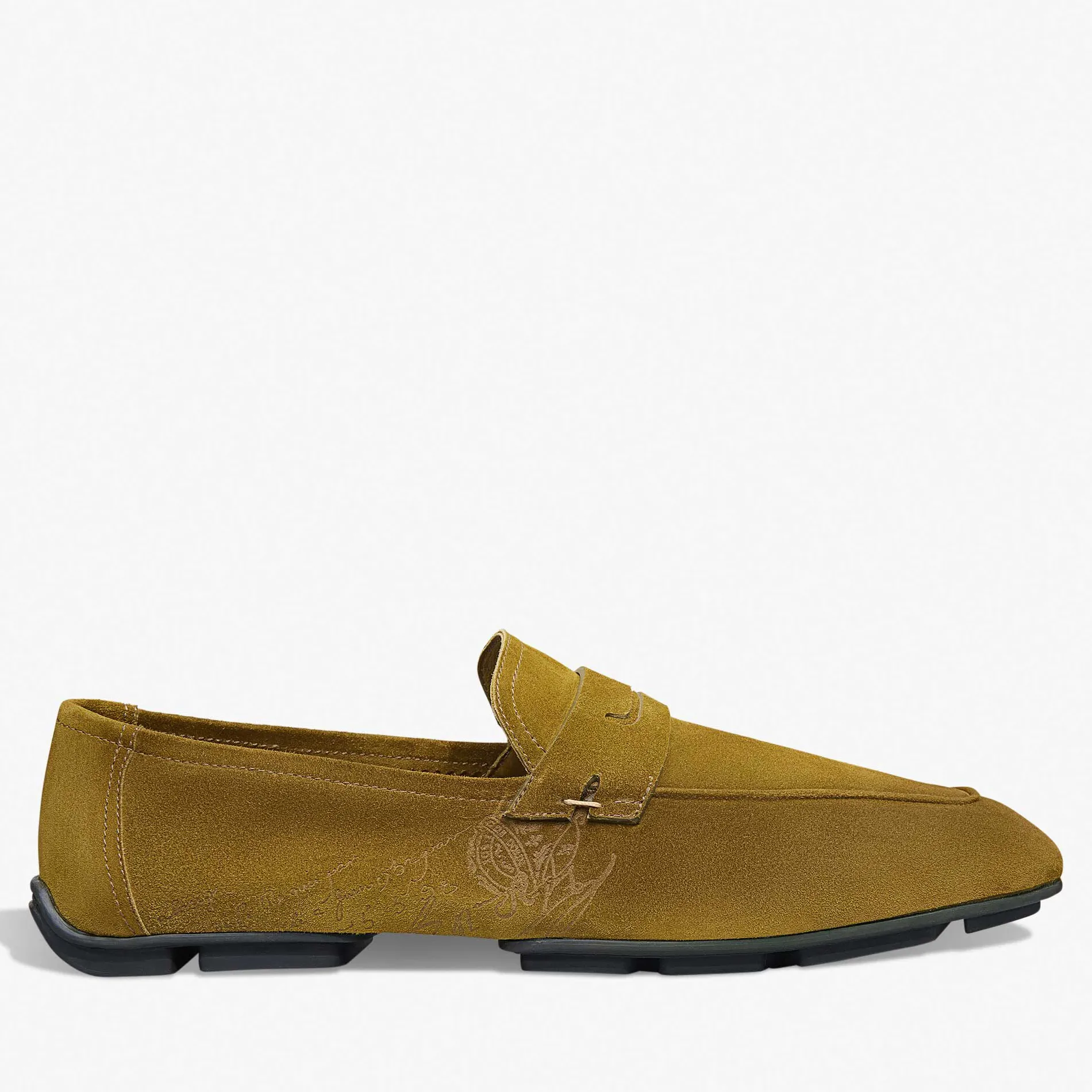 Berluti Mocassin Lorenzo Drive En Cuir De Veau Camoscio Scritto | Mocassins & Boucles
