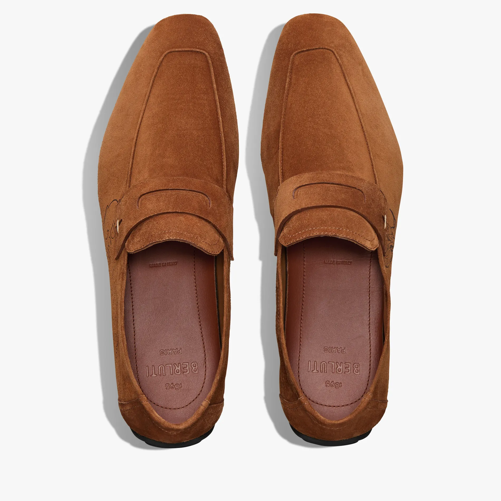Berluti Mocassin Lorenzo Drive En Cuir De Veau Camoscio Scritto | Mocassins & Boucles
