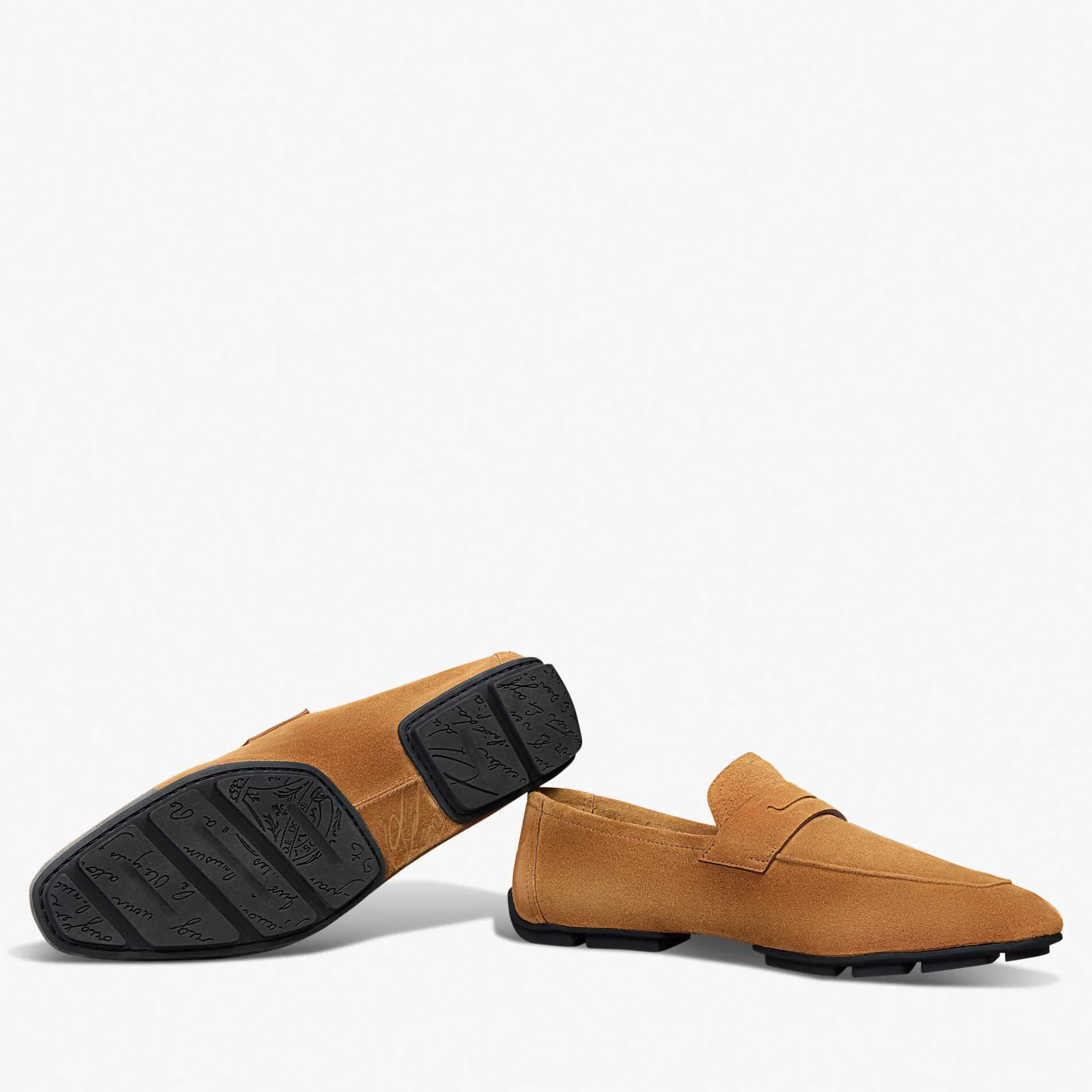Berluti Mocassin Lorenzo Drive En Cuir De Veau Camoscio Scritto | Mocassins & Boucles