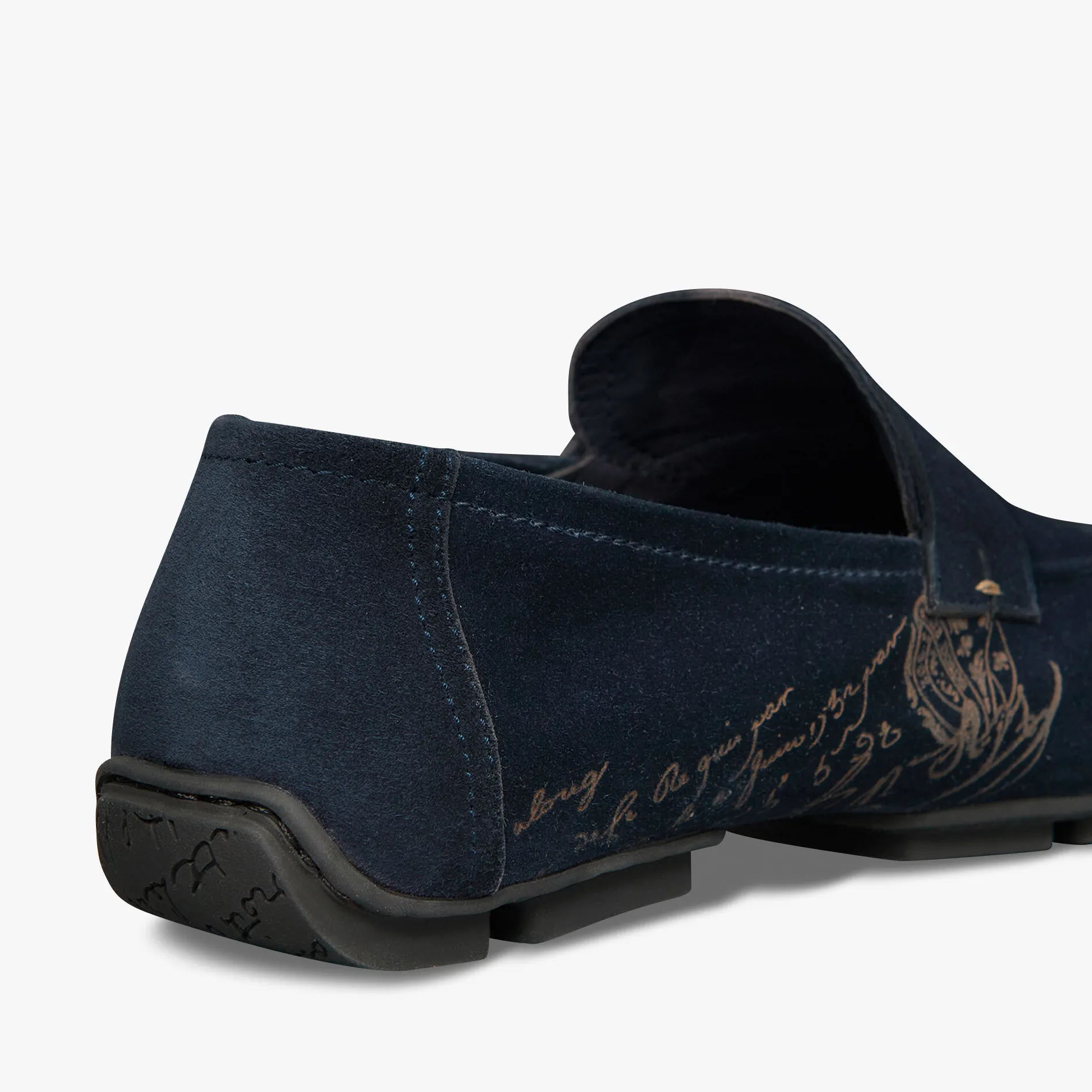 Berluti Mocassin Lorenzo Drive En Cuir De Veau Camoscio Scritto | Mocassins & Boucles