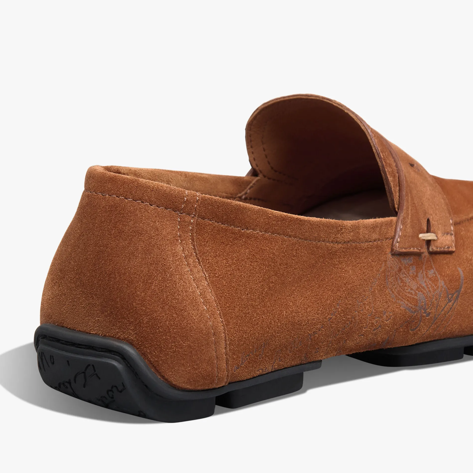 Berluti Mocassin Lorenzo Drive En Cuir De Veau Camoscio Scritto | Mocassins & Boucles