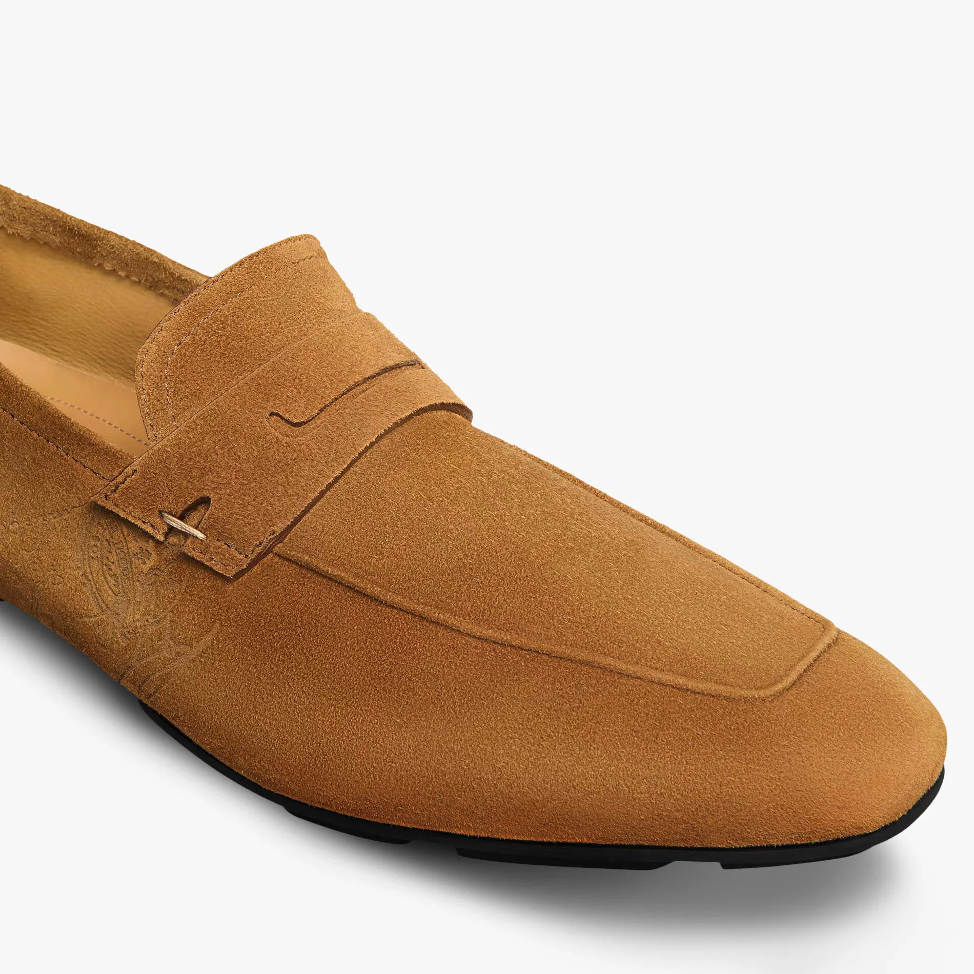 Berluti Mocassin Lorenzo Drive En Cuir De Veau Camoscio Scritto | Mocassins & Boucles