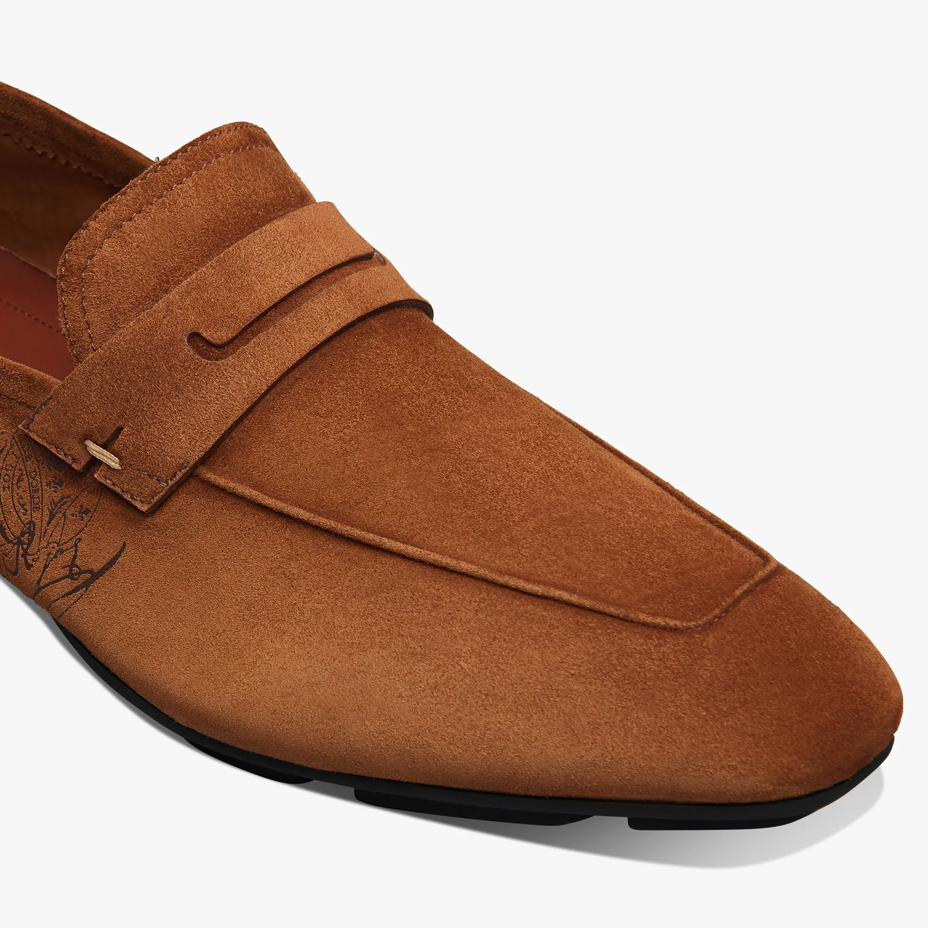 Berluti Mocassin Lorenzo Drive En Cuir De Veau Camoscio Scritto | Mocassins & Boucles
