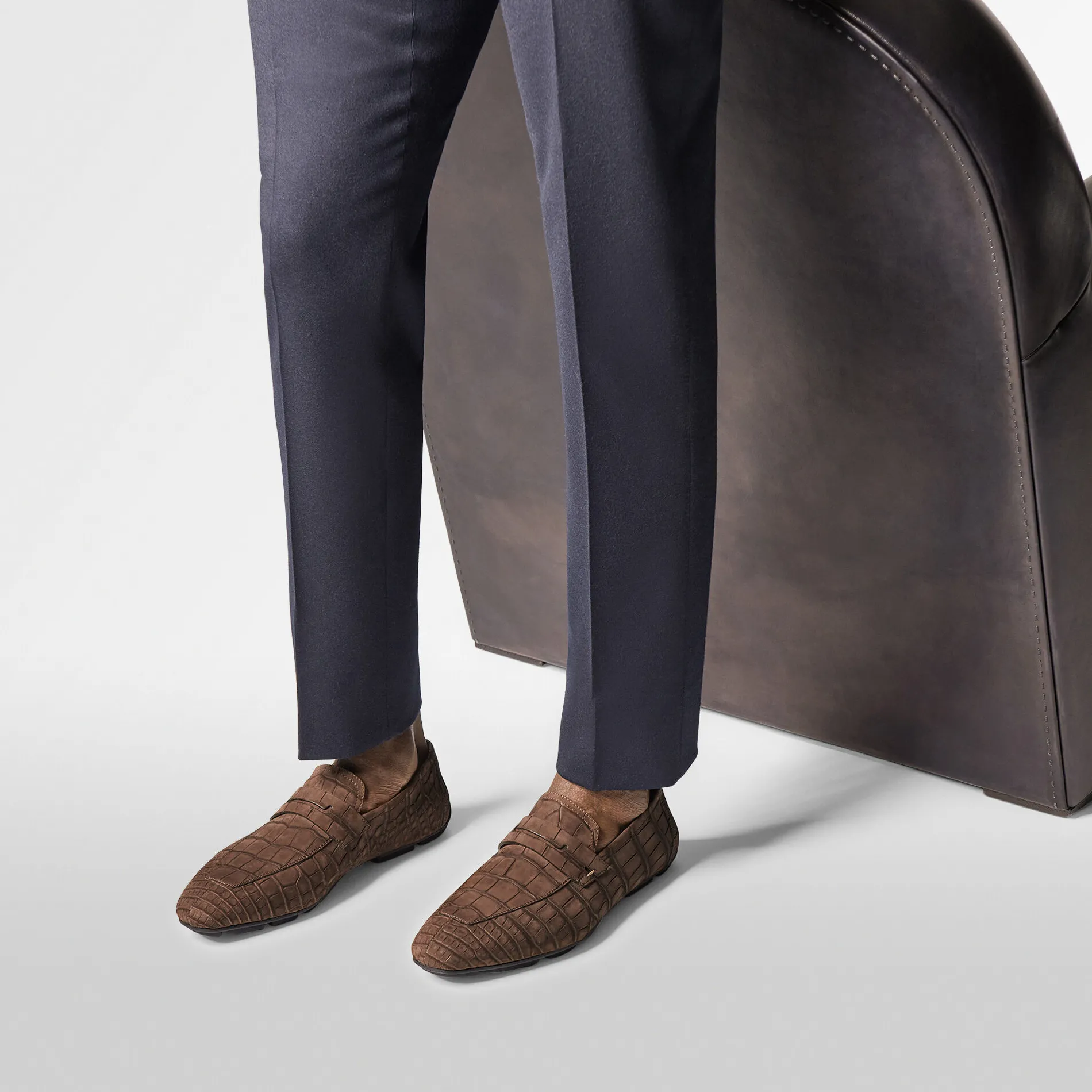 Berluti Mocassin Lorenzo Drive En Cuir d'Alligator Nubucké | Mocassins & Boucles