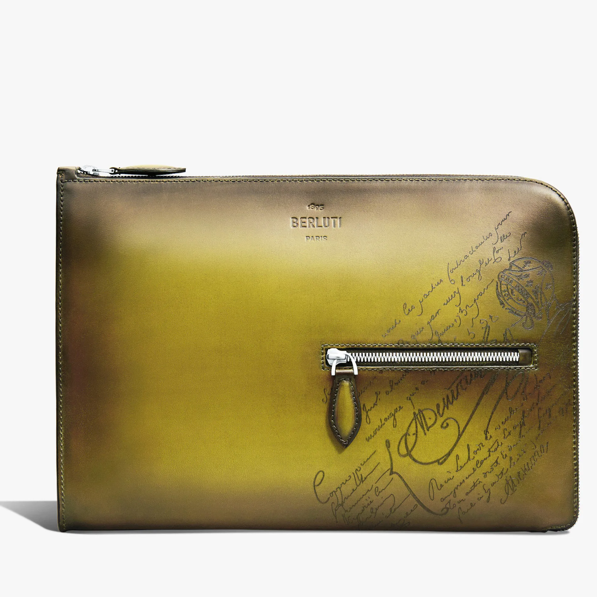 Berluti Pochette Nino Tgm En Cuir Scritto | Pochettes