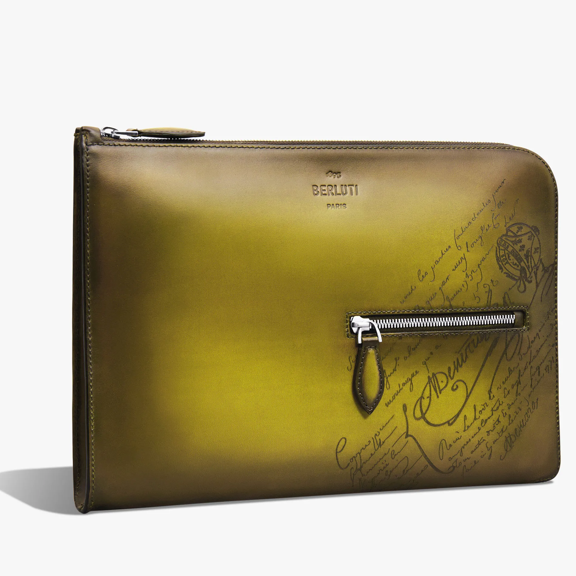 Berluti Pochette Nino Tgm En Cuir Scritto | Pochettes