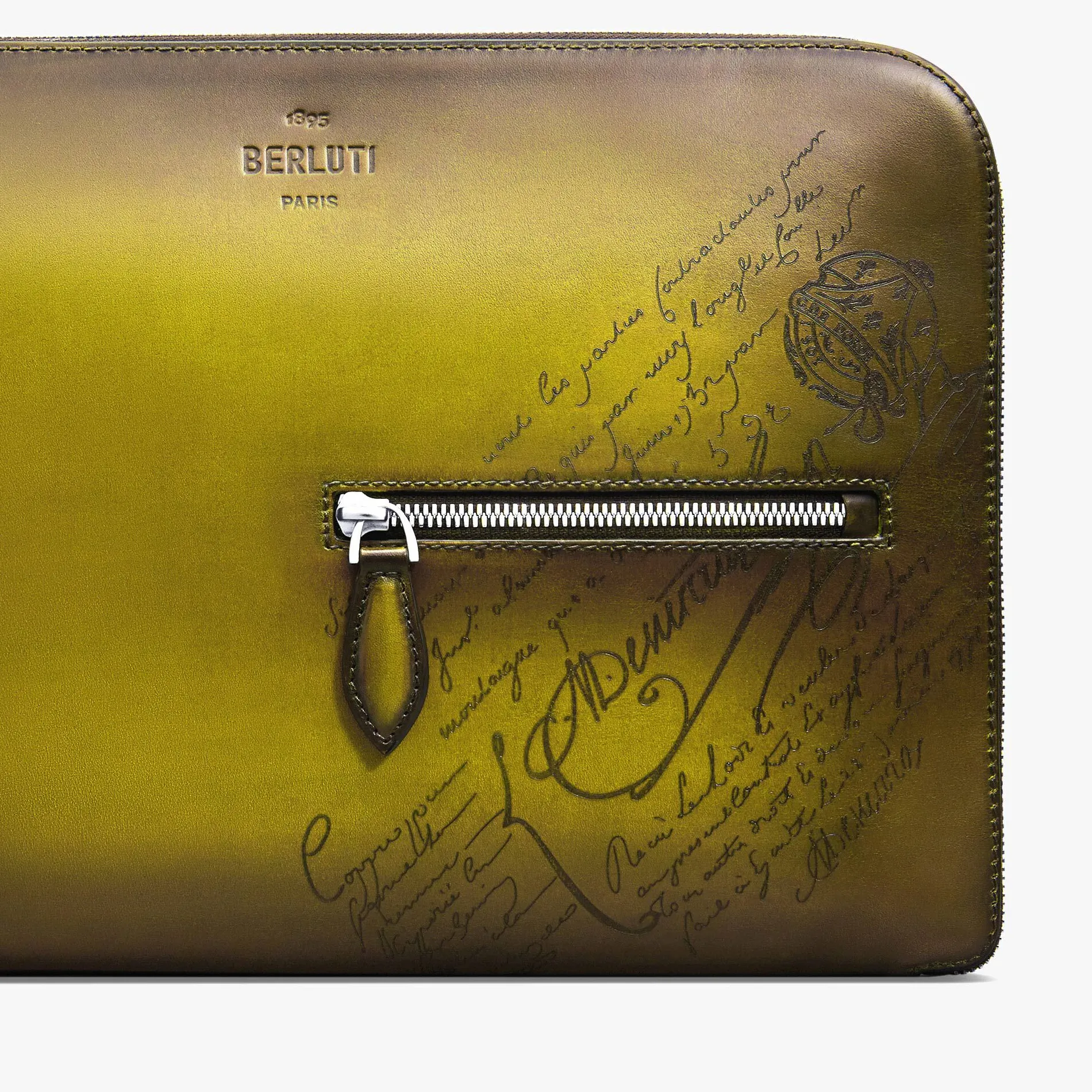 Berluti Pochette Nino Tgm En Cuir Scritto | Pochettes