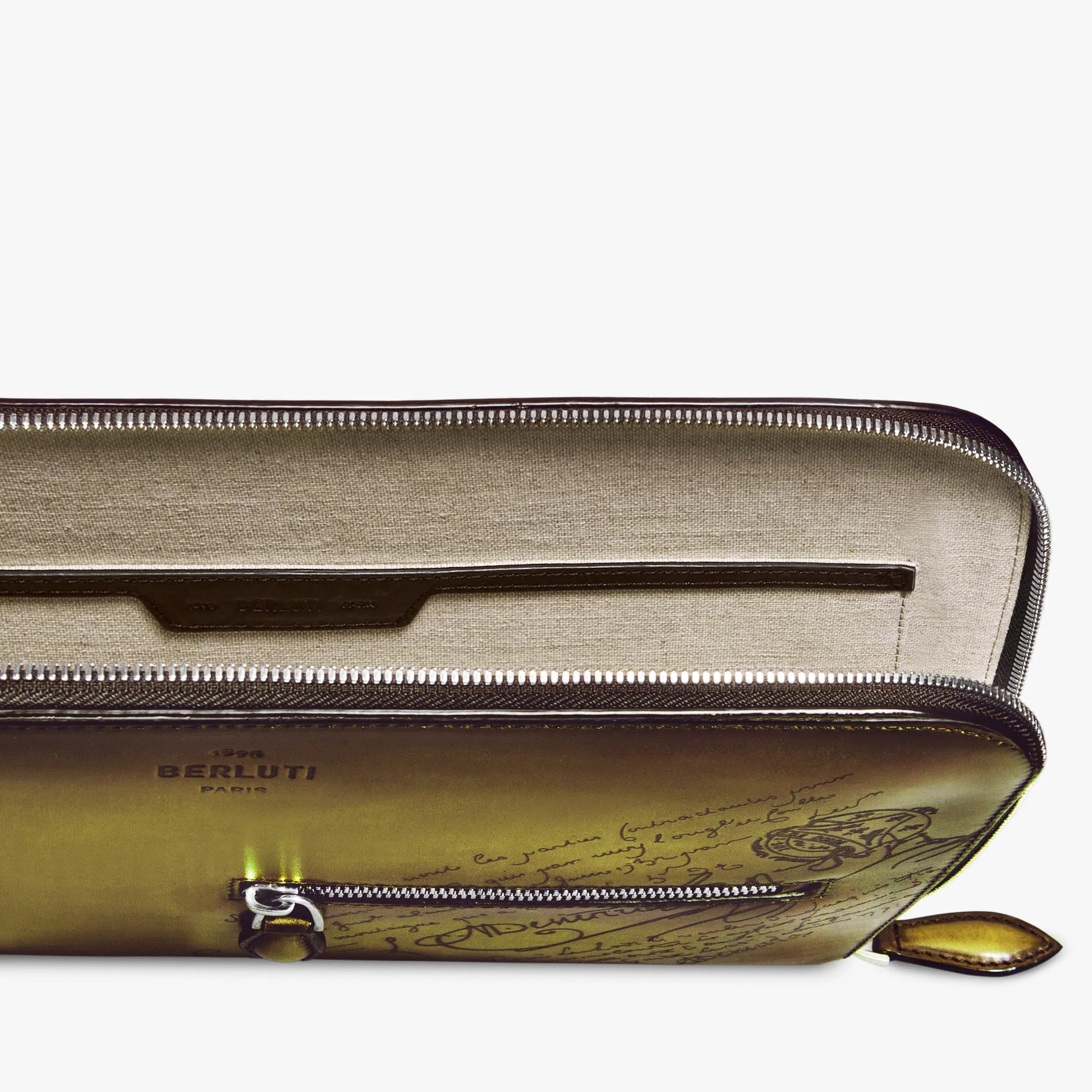 Berluti Pochette Nino Tgm En Cuir Scritto | Pochettes
