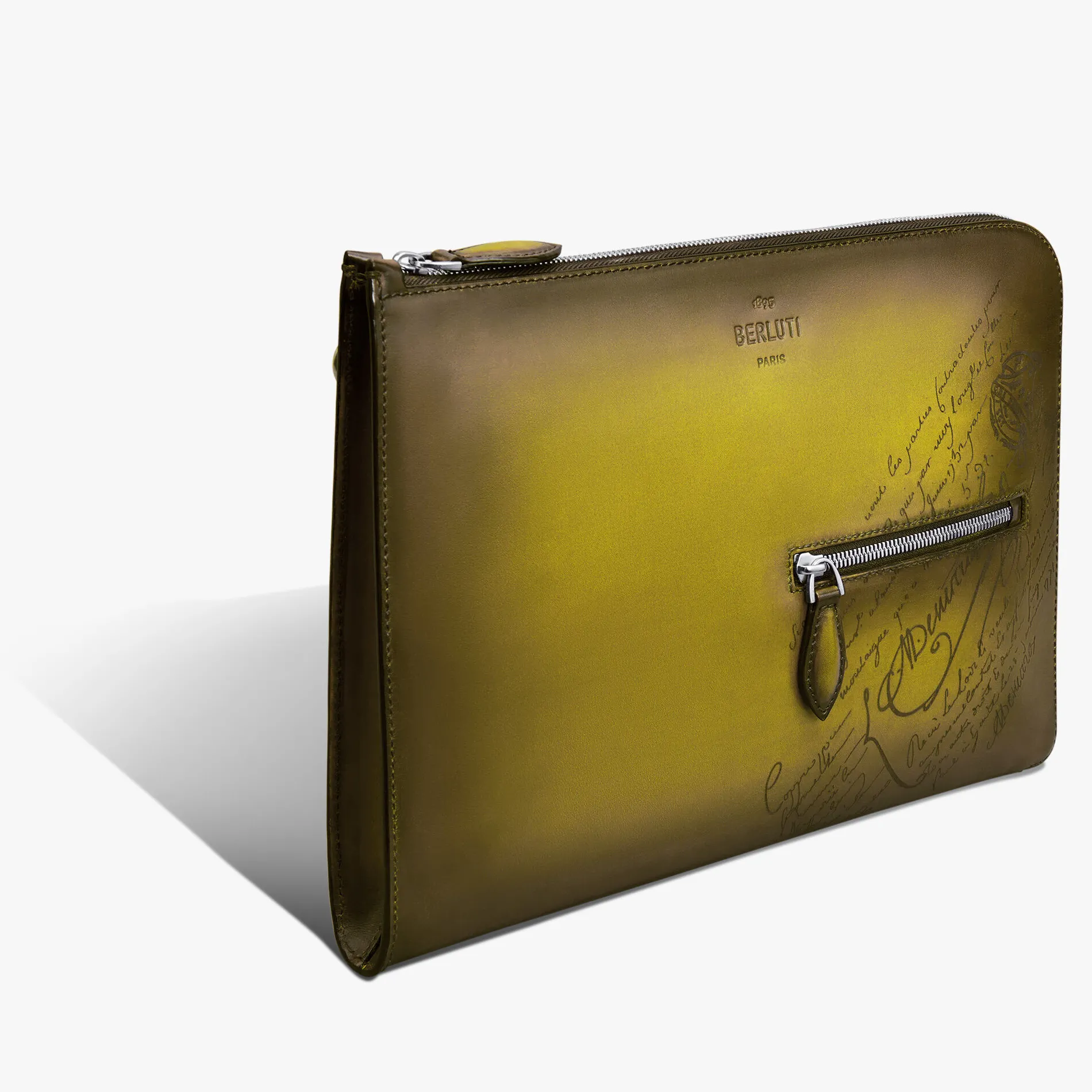 Berluti Pochette Nino Tgm En Cuir Scritto | Pochettes