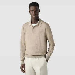 Berluti Polo Manches Longues L&eacute;ger En Laine Avec Jacquard Scritto | Polos & T-shirts