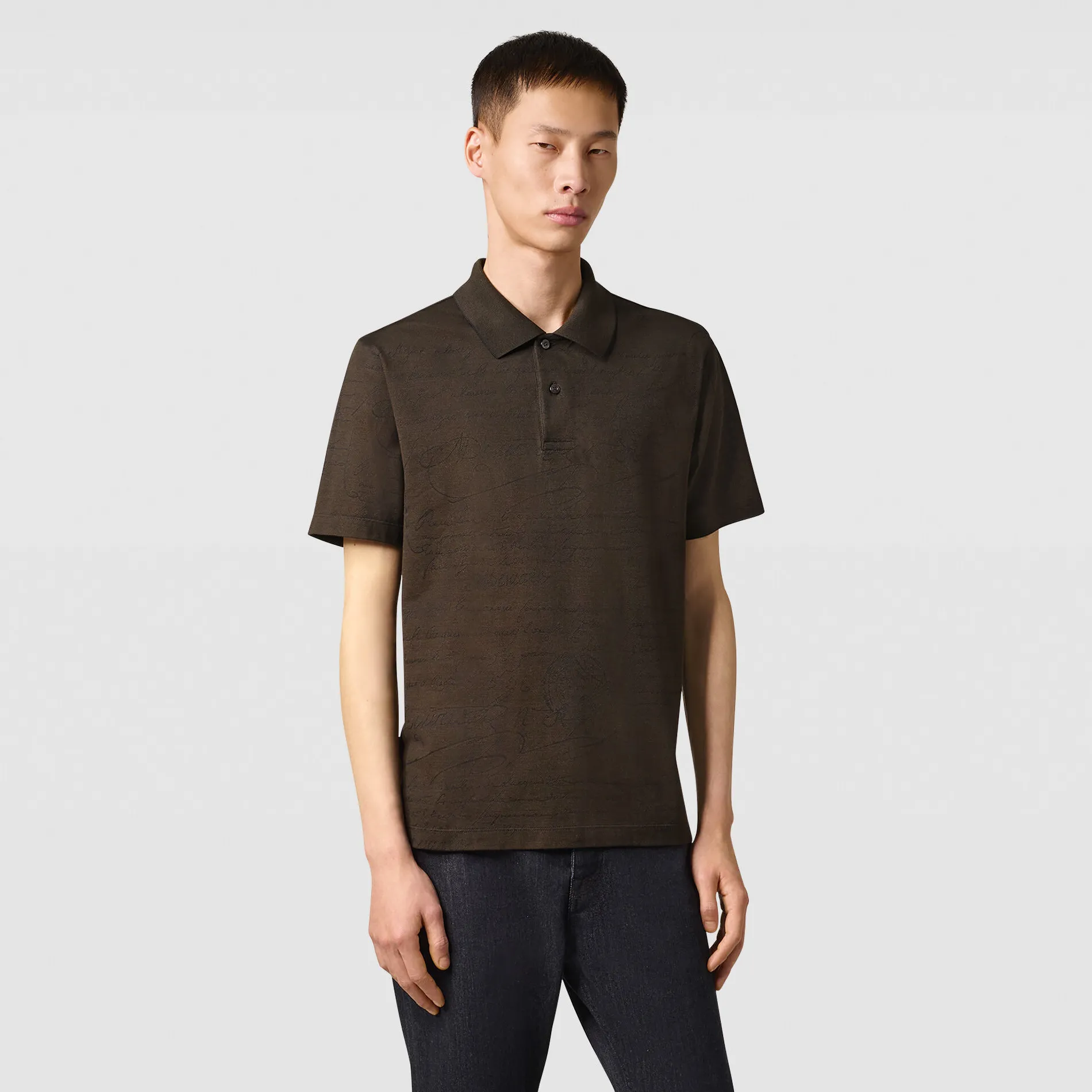 Berluti Polo Piqu&eacute; en Jacquard Scritto | Polos & T-shirts