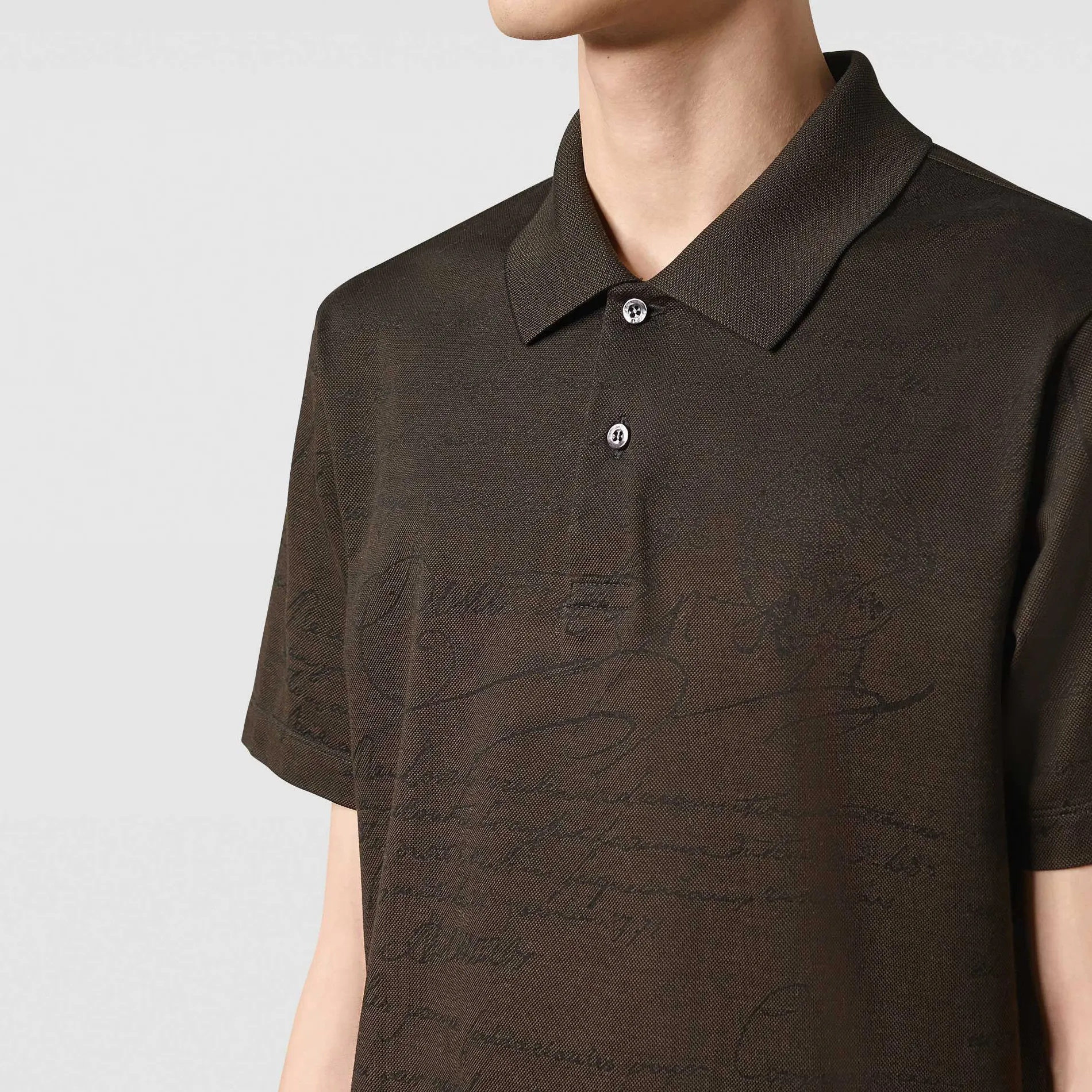 Berluti Polo Piqu&eacute; en Jacquard Scritto | Polos & T-shirts