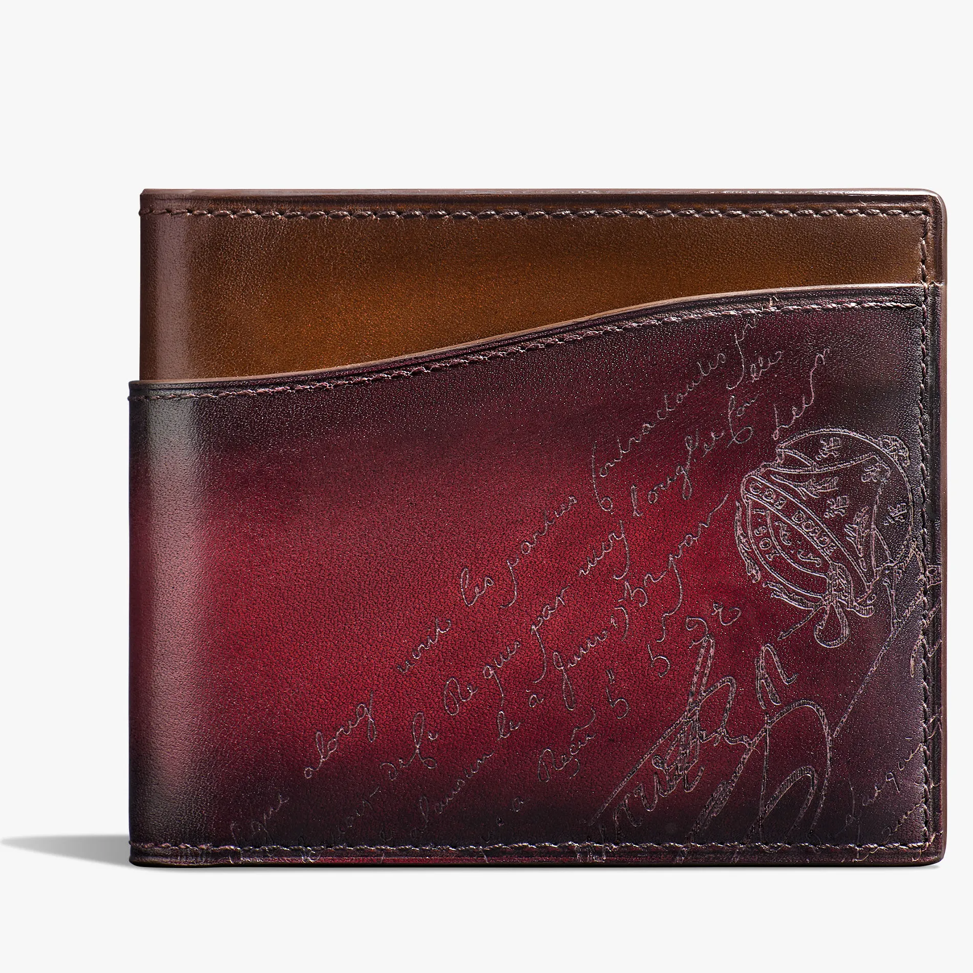 Berluti Portefeuille Compact Makore Slim En Cuir Scritto D&eacute;grad&eacute; | Portefeuilles