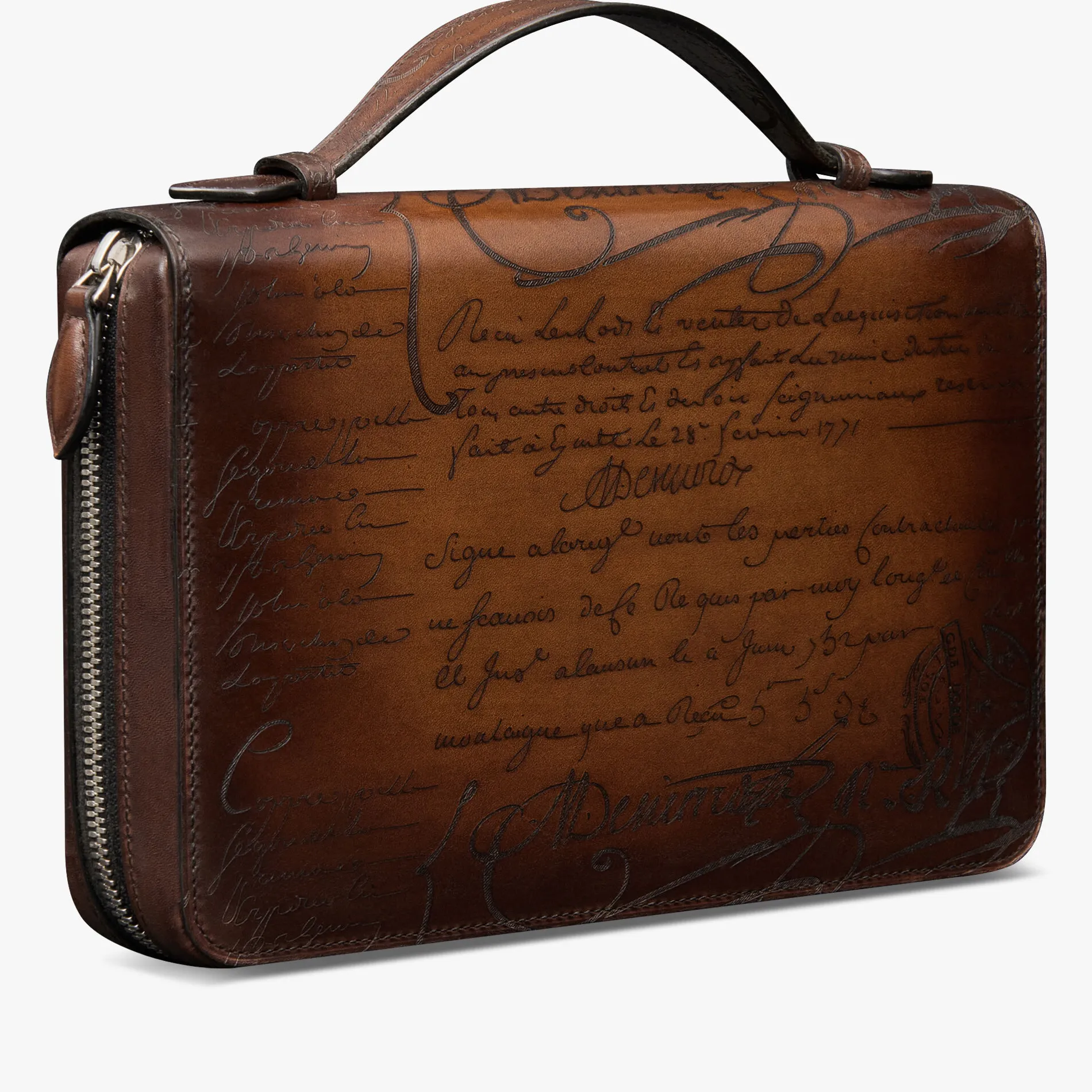 Berluti Portefeuille Zipp&eacute; Itauba Wide En Cuir Scritto | Portefeuilles