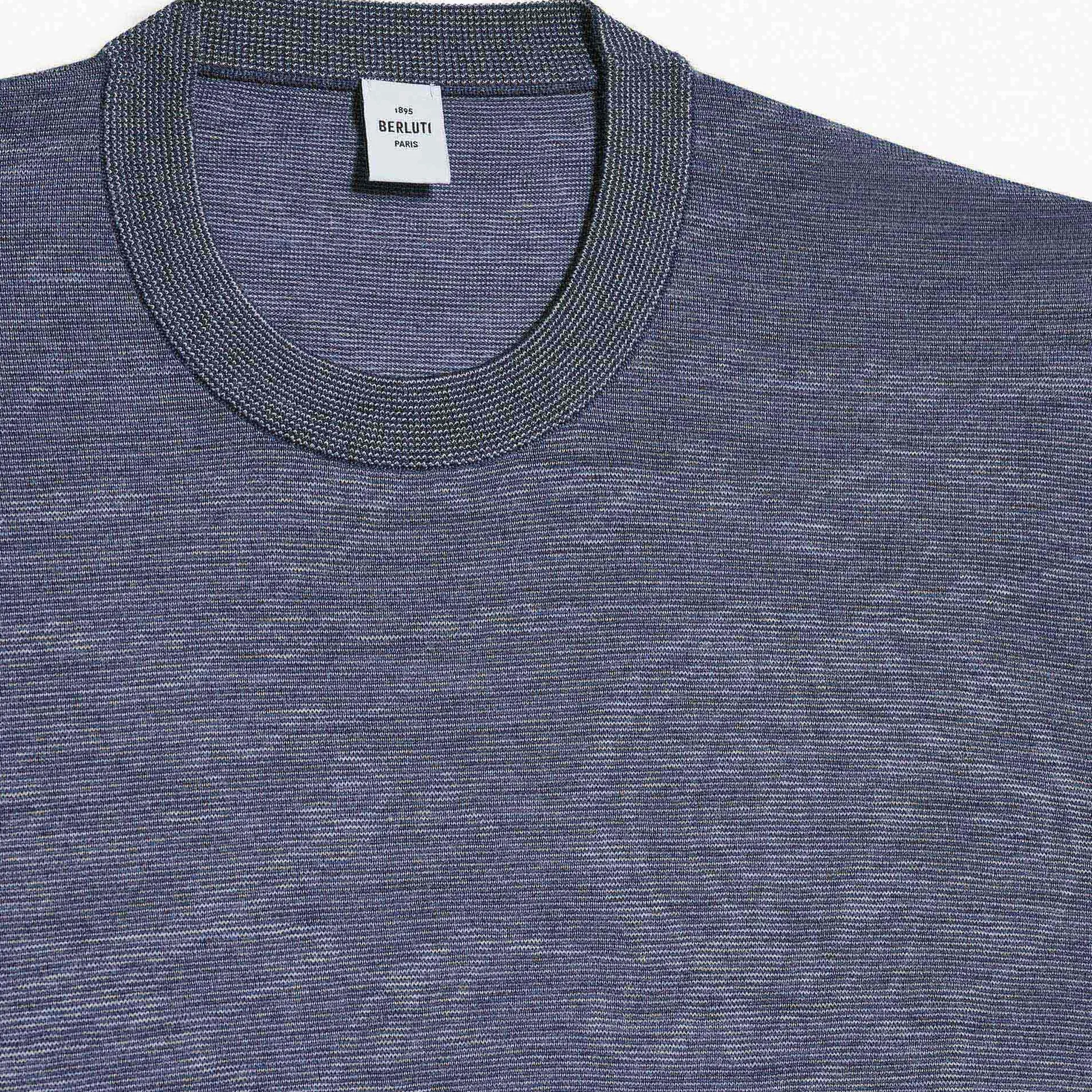 Berluti Pull Manches Courtes Léger En Laine Avec Jacquard Scritto | Maille & Sweatshirts