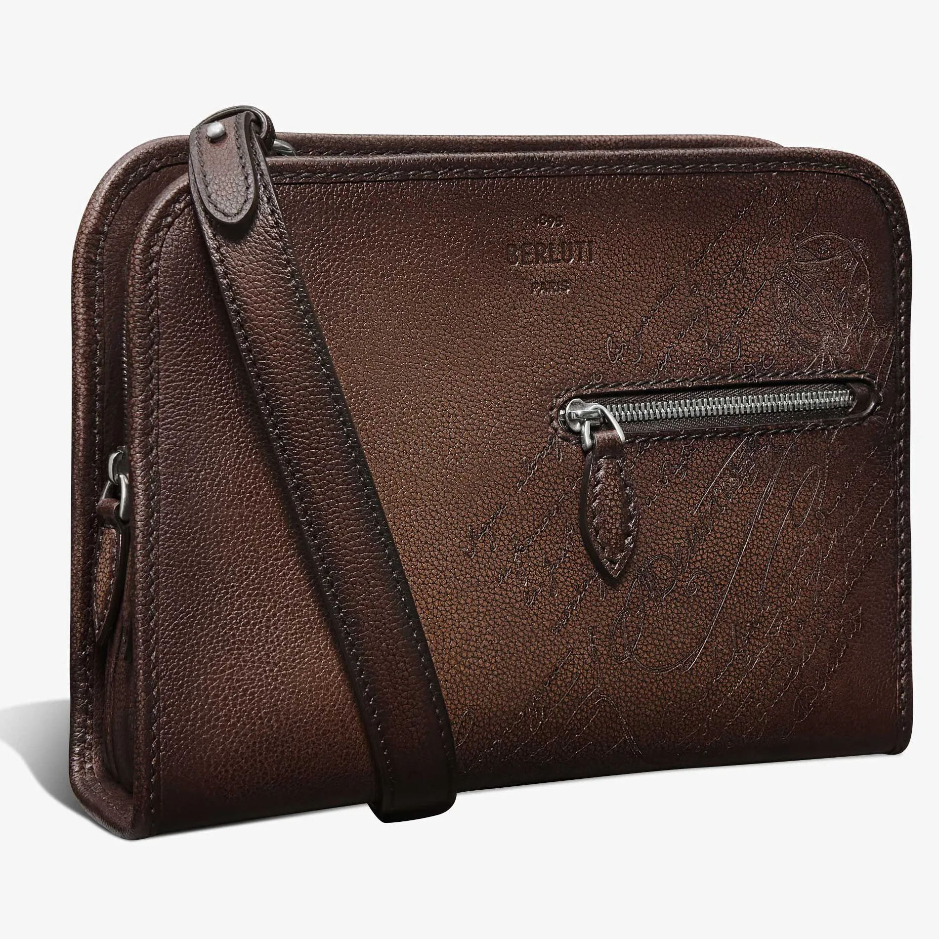 Berluti Sac Bandouli&egrave;re Journalier Trio En Cuir Scritto | Sacs Bandoulière