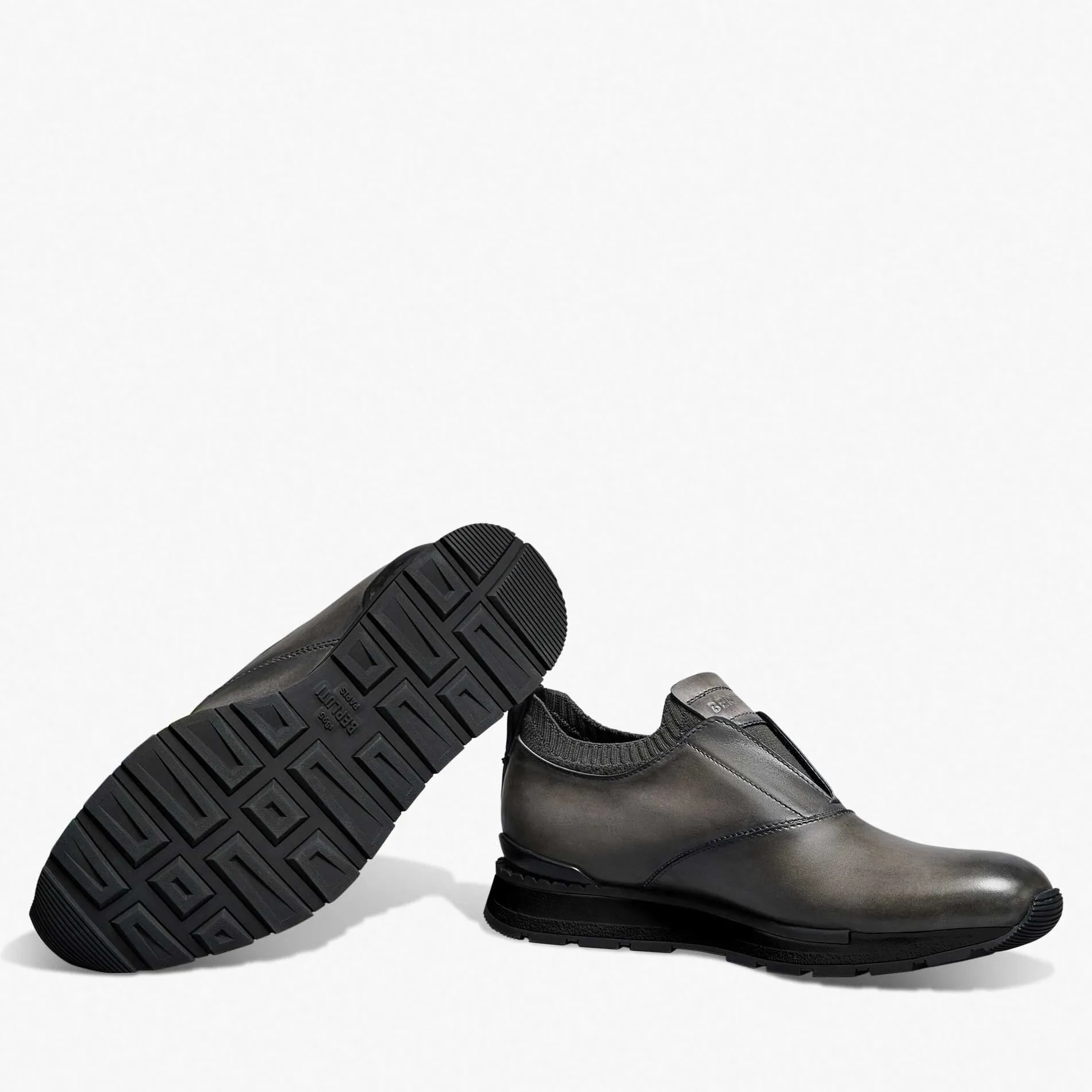 Berluti Slip On Sneaker Fast Track En Cuir Et Maille | Sneakers