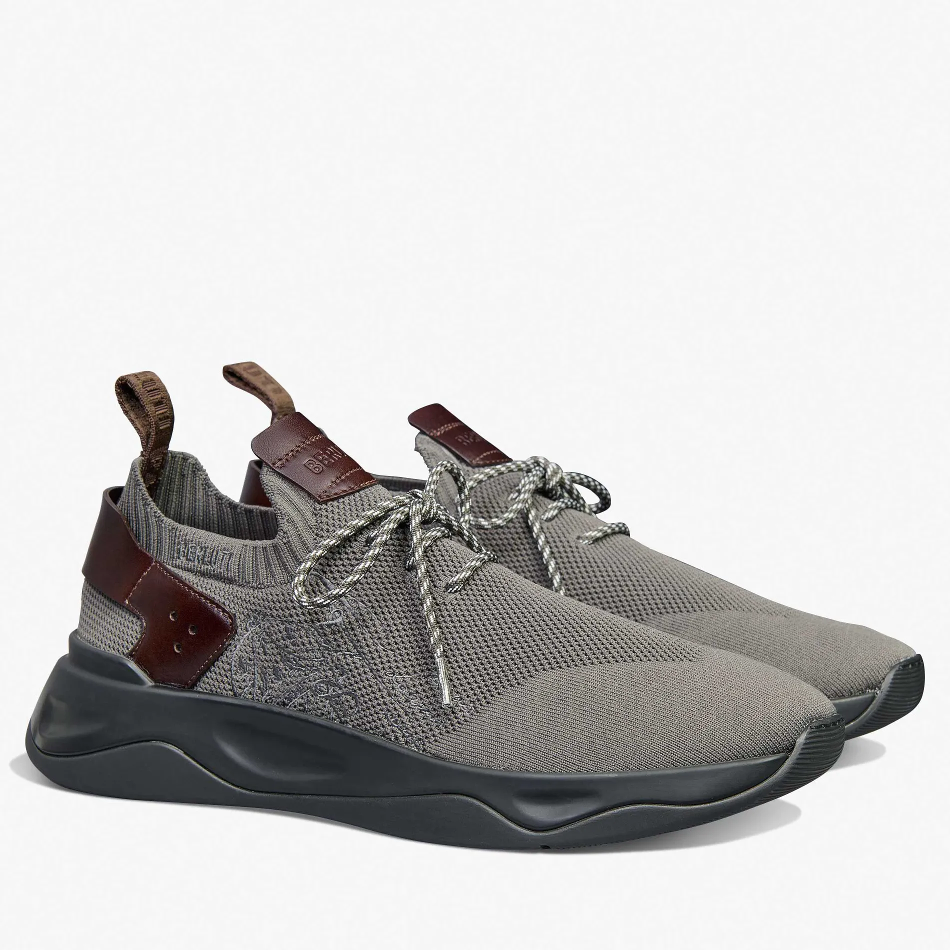 Berluti Sneaker Shadow En Scritto Knit Et Cuir De Veau | Sneakers | Shadow