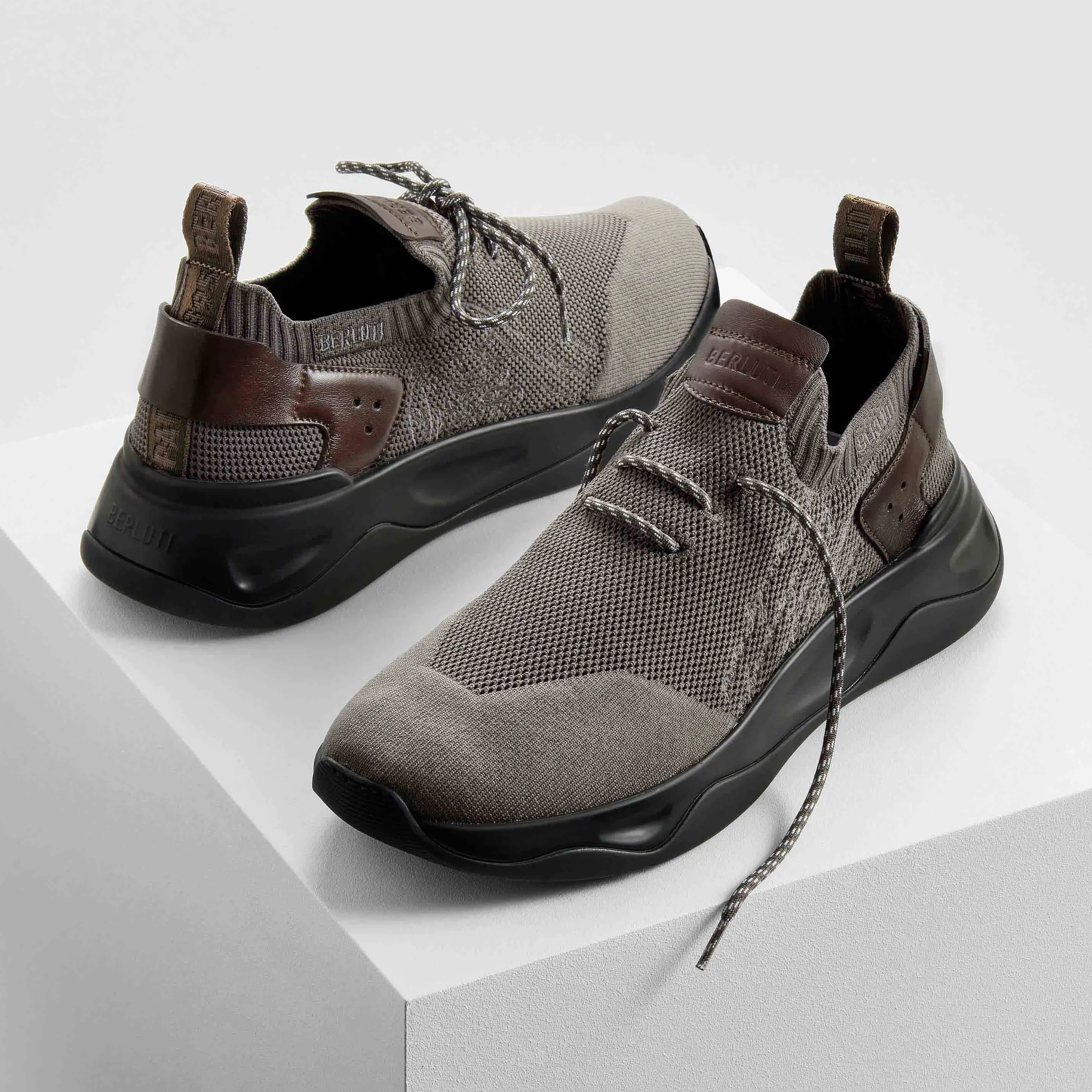 Berluti Sneaker Shadow En Scritto Knit Et Cuir De Veau | Sneakers | Shadow