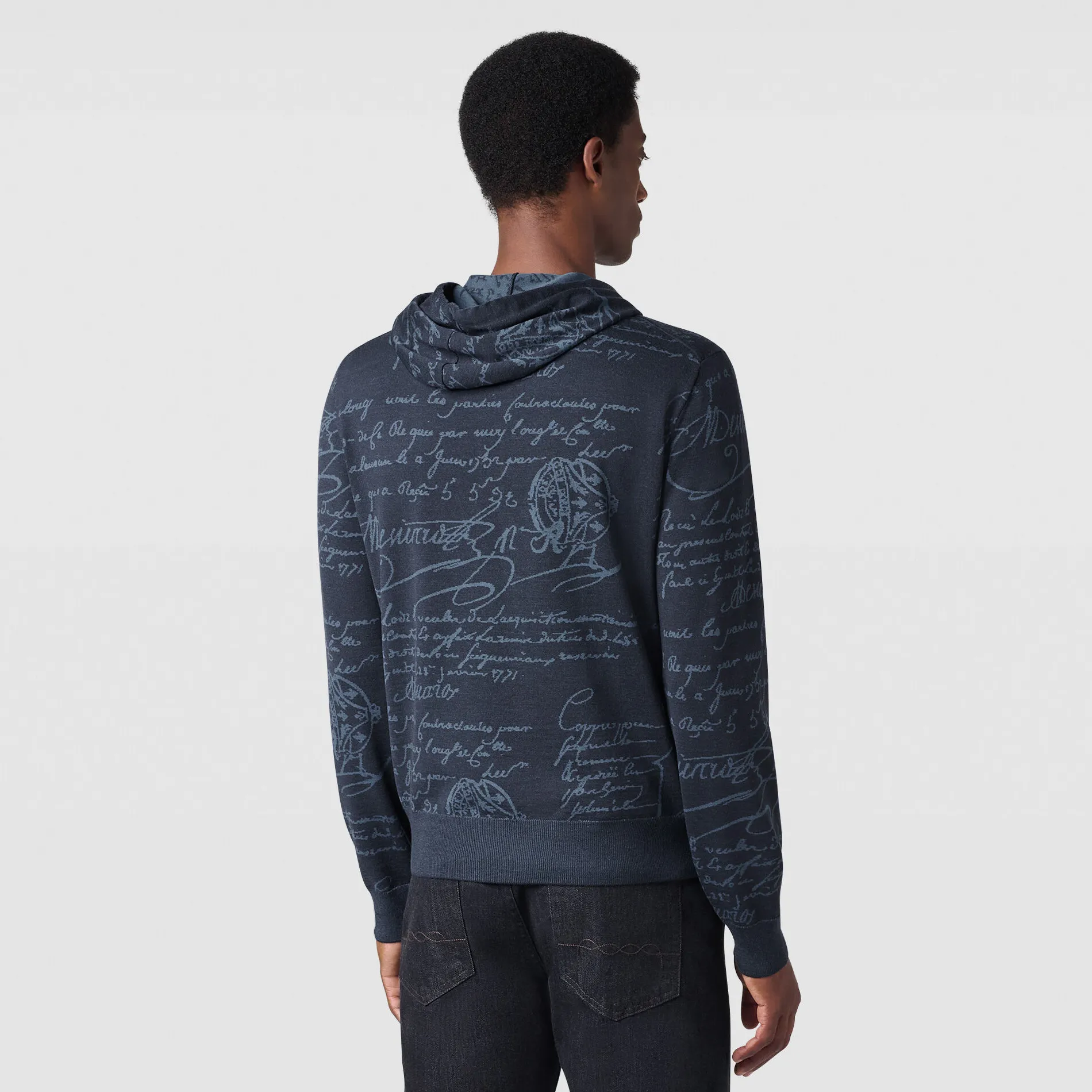 Berluti Sweat A Capuche Zipp&eacute; en Laine Scritto | Maille & Sweatshirts