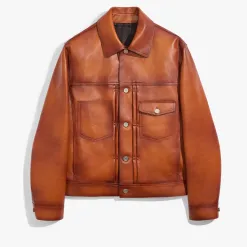 Berluti Veste Denim En Cuir Patin&eacute; | Cuir