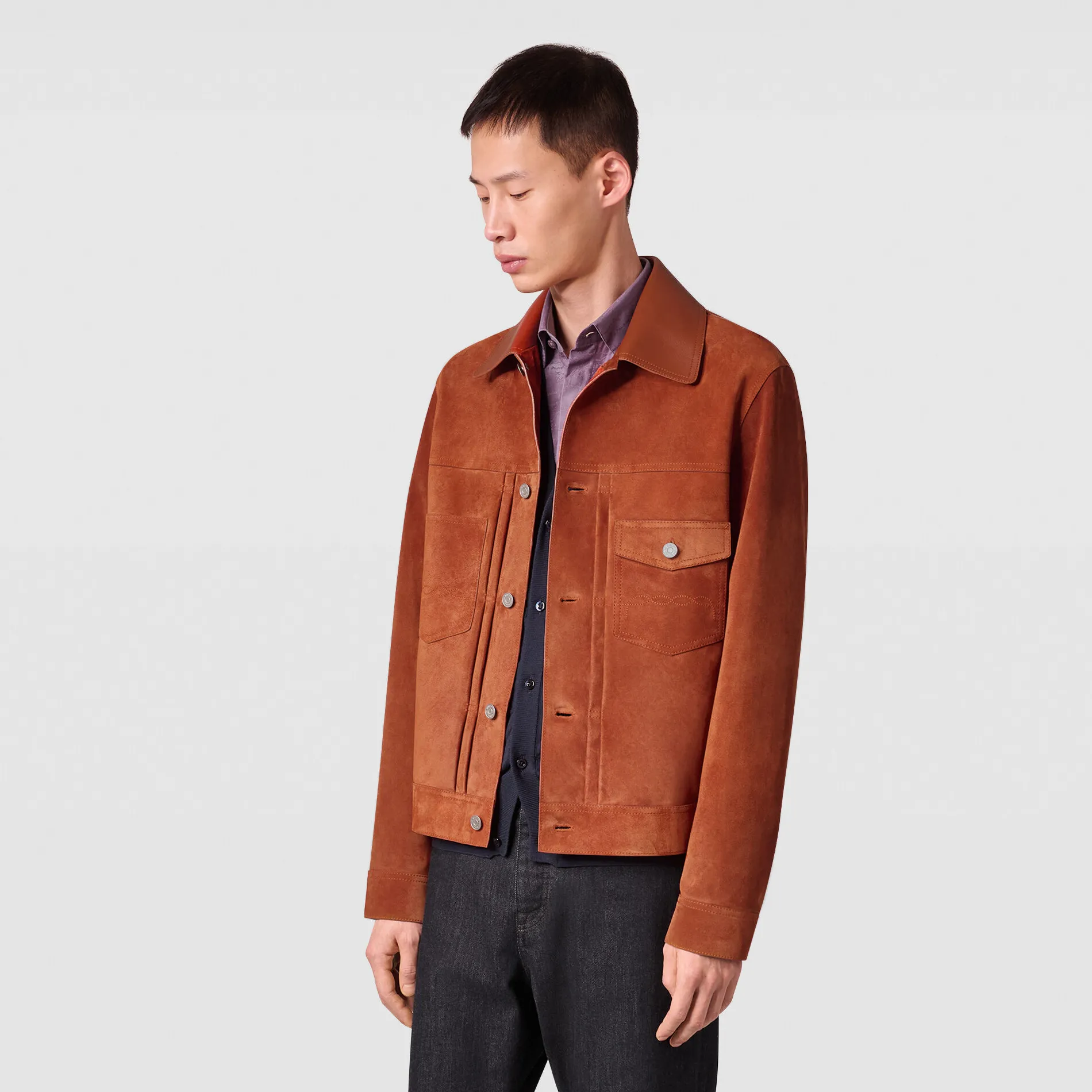 Berluti Veste Denim en Suede | Cuir